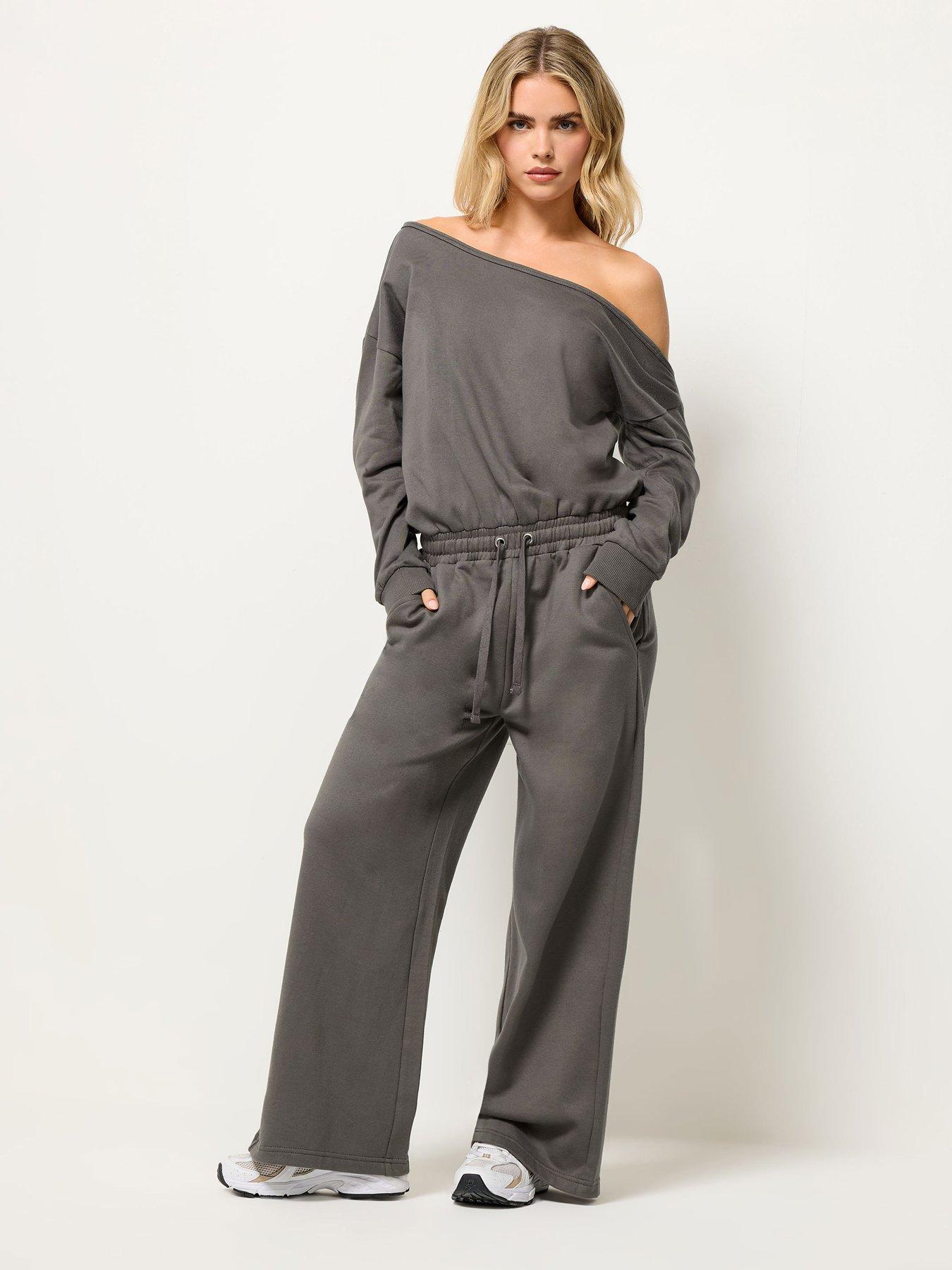 PixieGirl Petite Wide Leg Jumpsuit - Grey