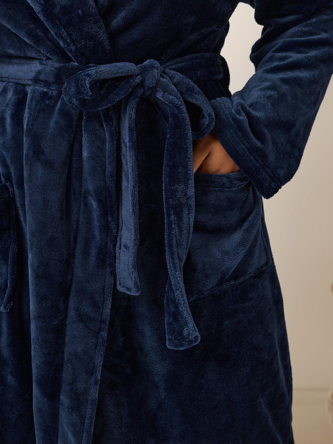 Image 4 of 4 of Yours Curve Super Luxe Shawl Maxi Robe - Blue