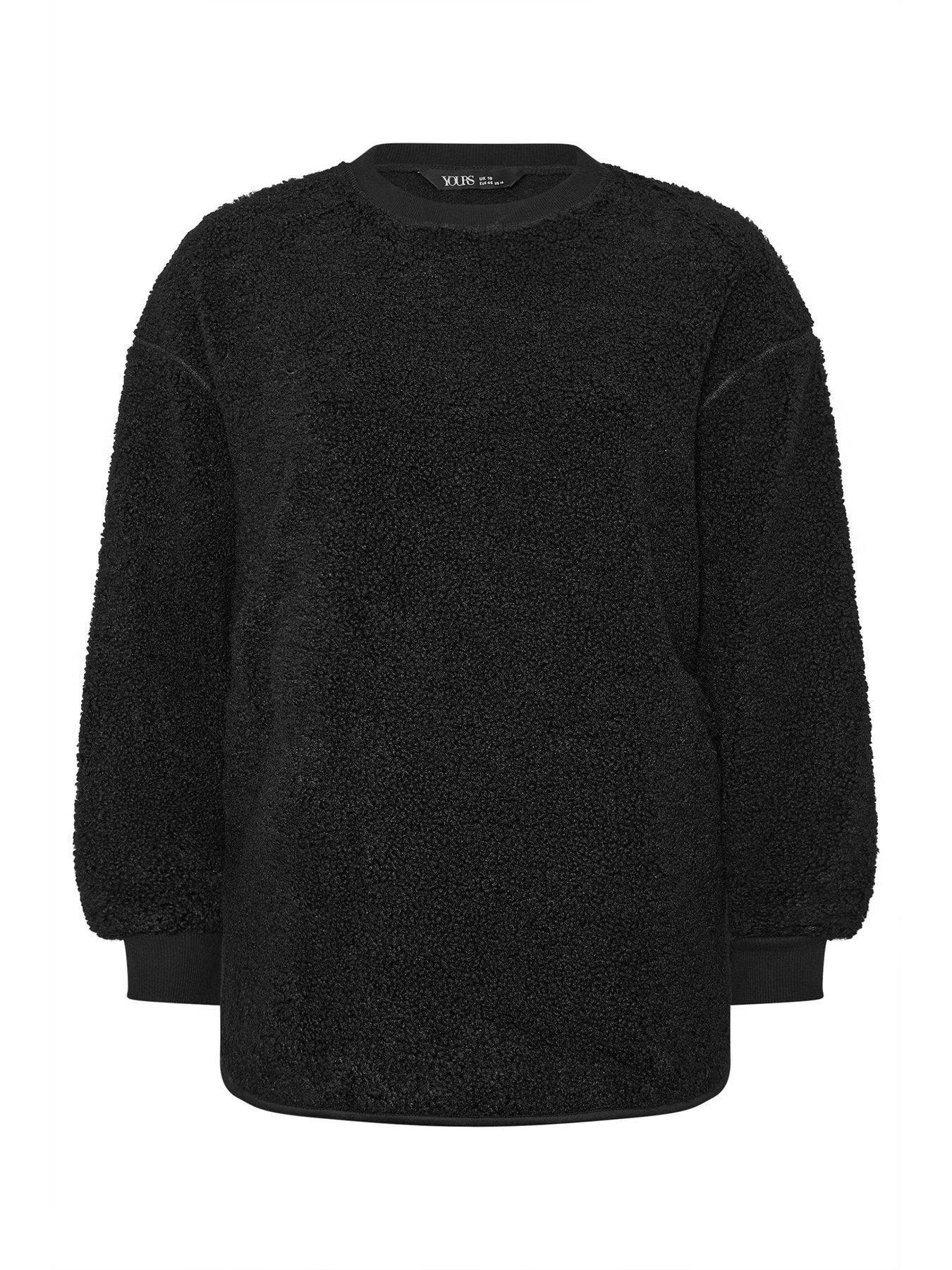 Image 5 of 5 of Yours Curve Crew Neck Borg Fleece Jumper - Black
