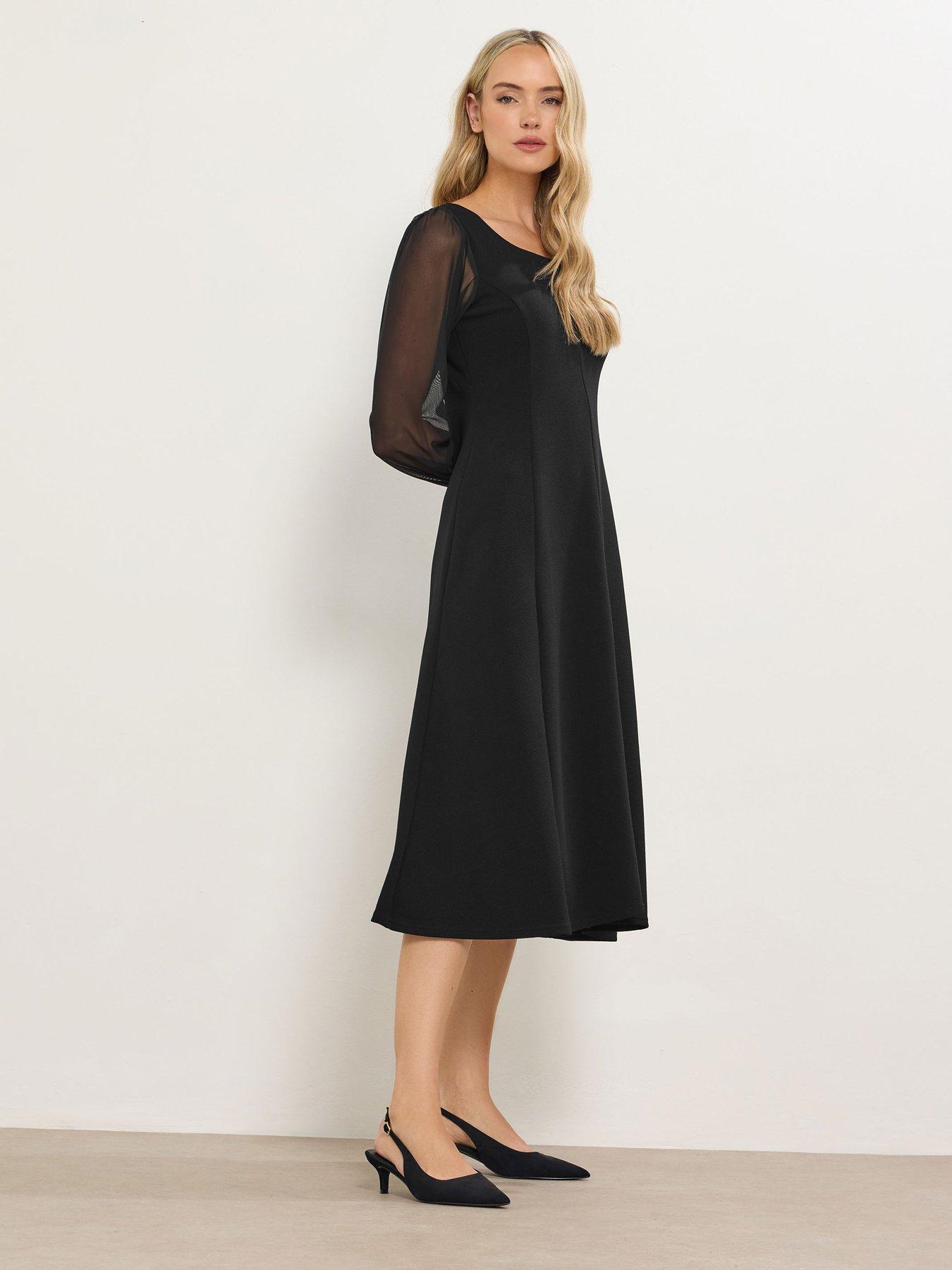 Image 3 of 4 of Long Tall Sally Mesh Sleeve Corset Midi Dress - Black