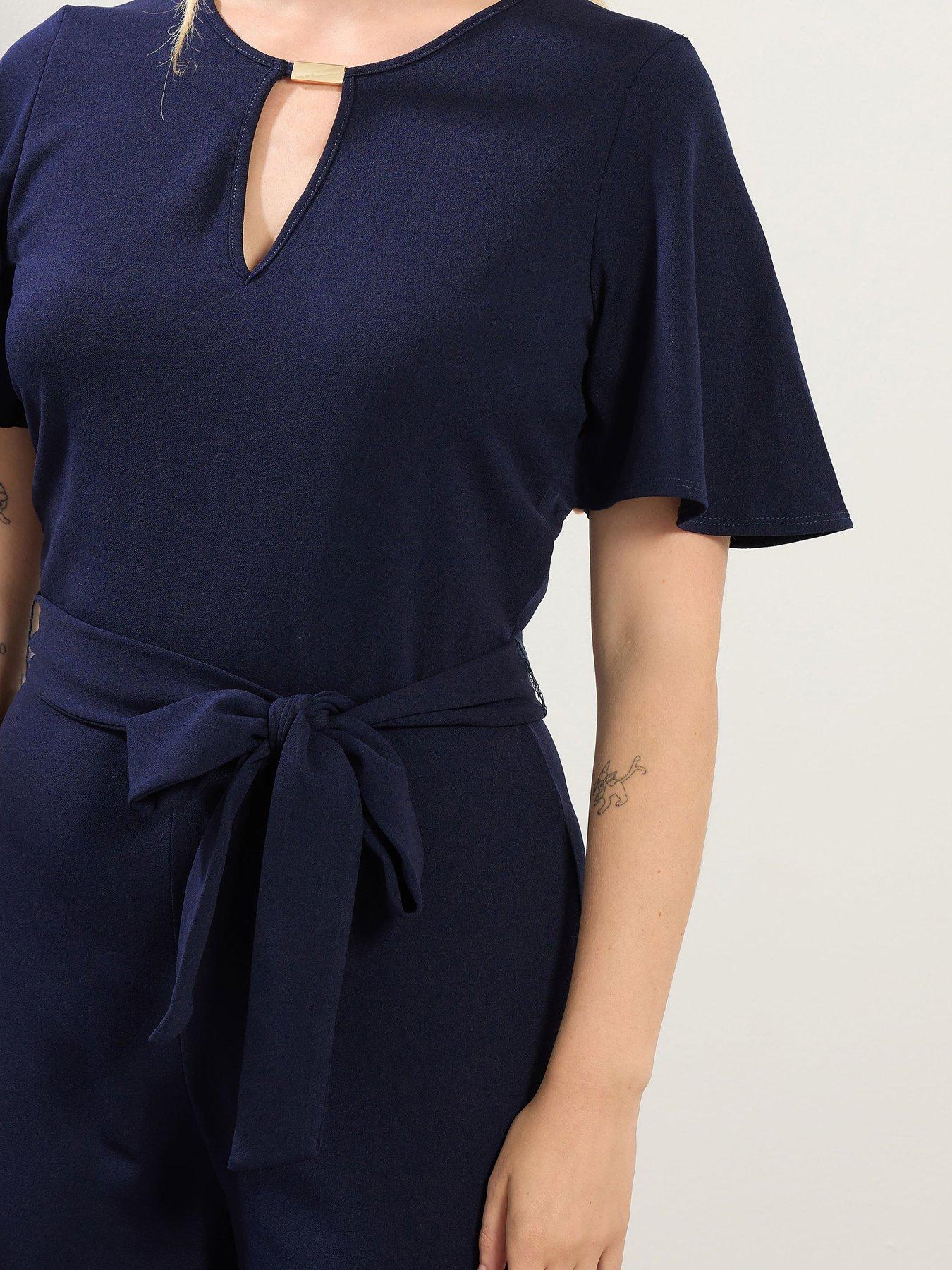 Image 4 of 4 of Long Tall Sally Keyhole Jumpsuit - Blue