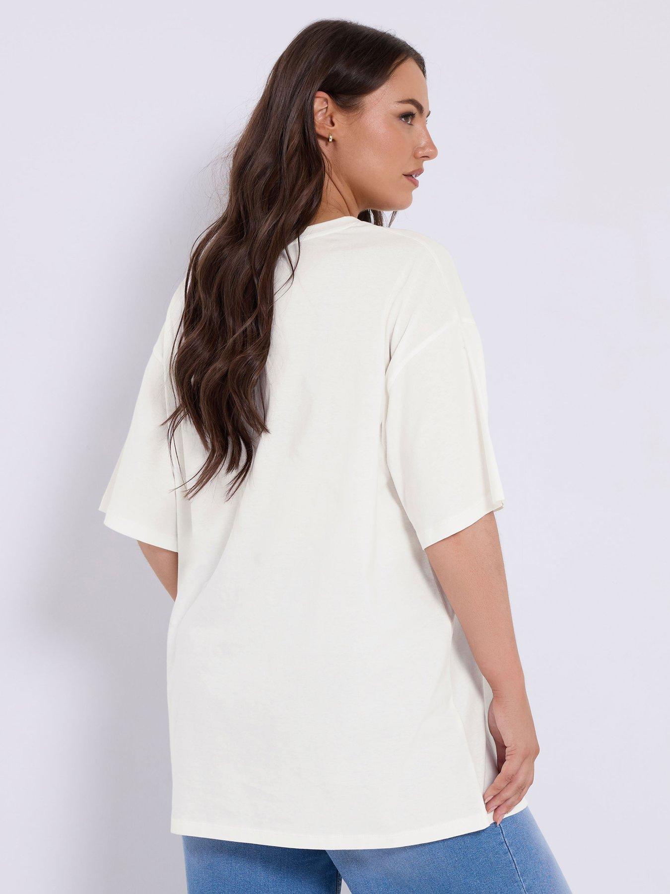 Image 2 of 4 of Yours Curve Relaxed Longline Tee - White