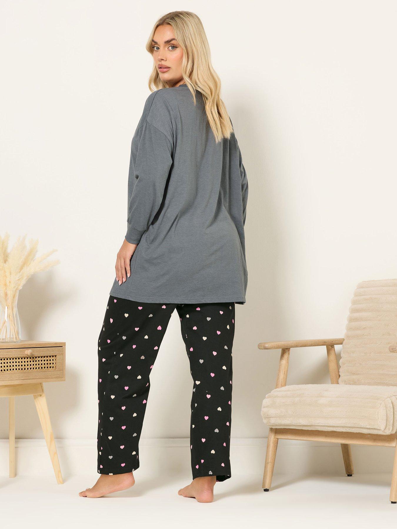 Yours Curve Sleepover Club Pyjama Set - Grey | Very