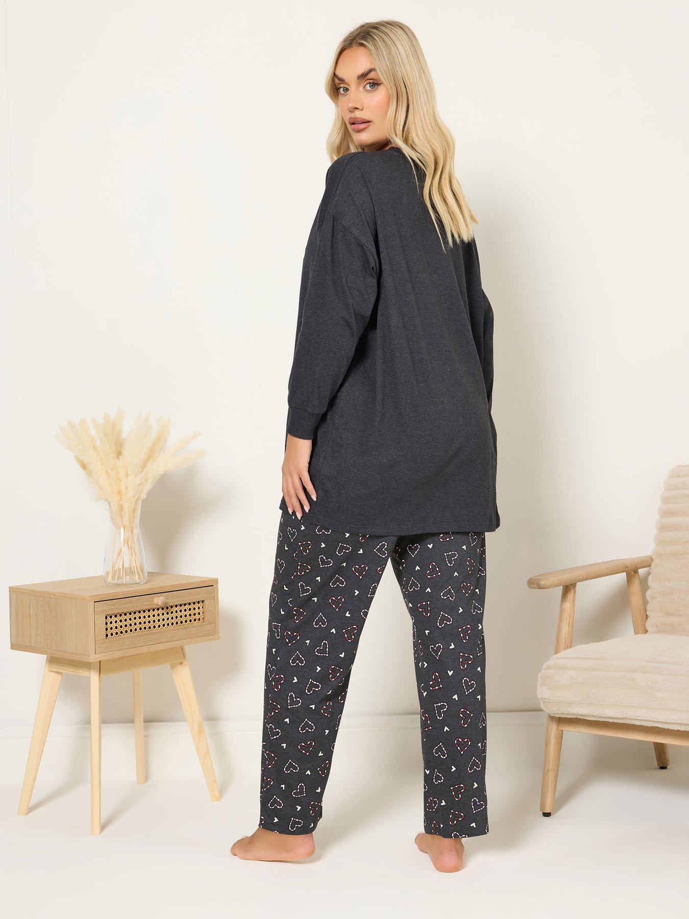 Image 2 of 4 of Yours Curve Hot Choc Wide Leg Pyjama Set - Grey