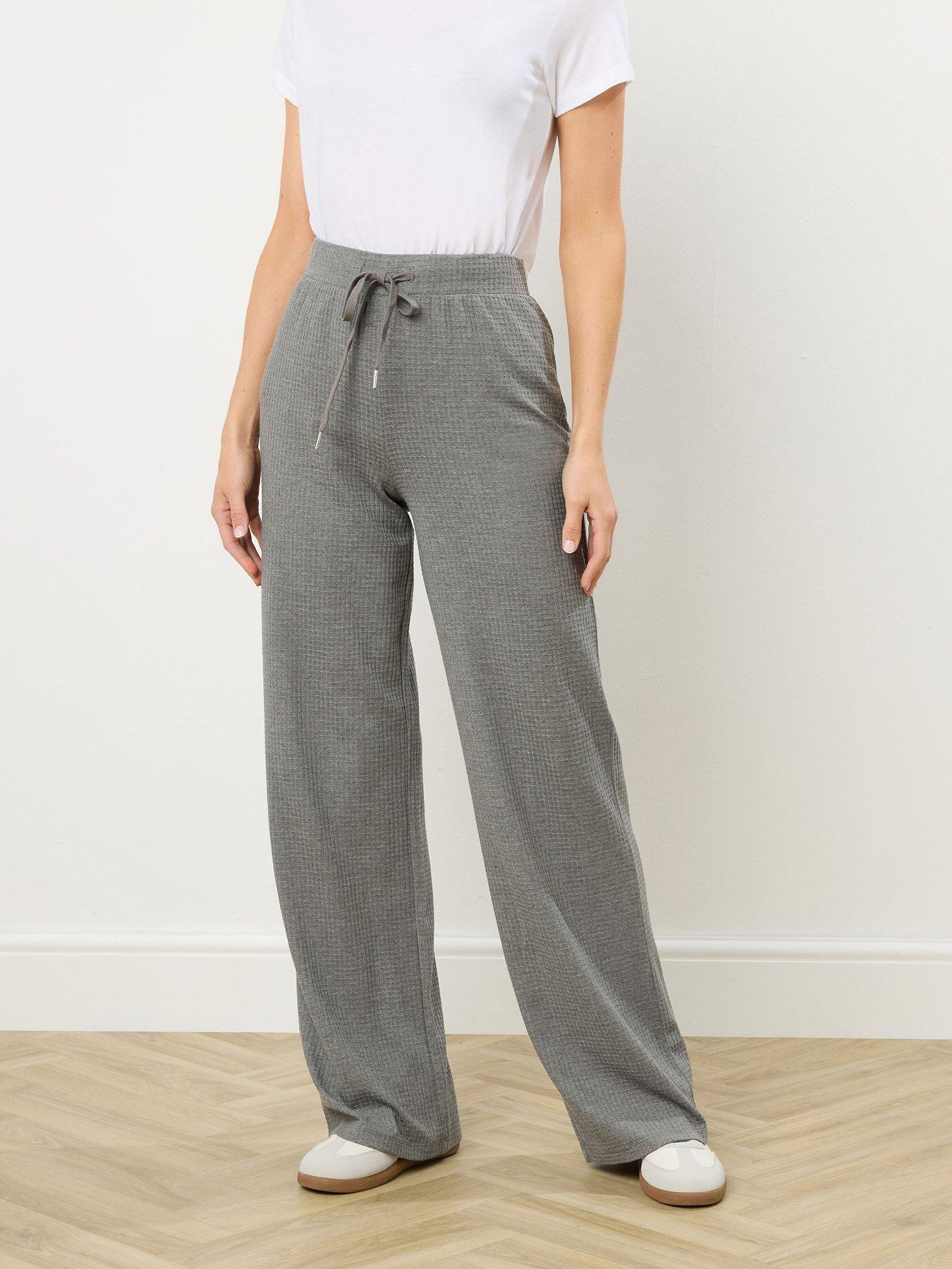 Long Tall Sally Waffle Wide Leg Jogger - Grey