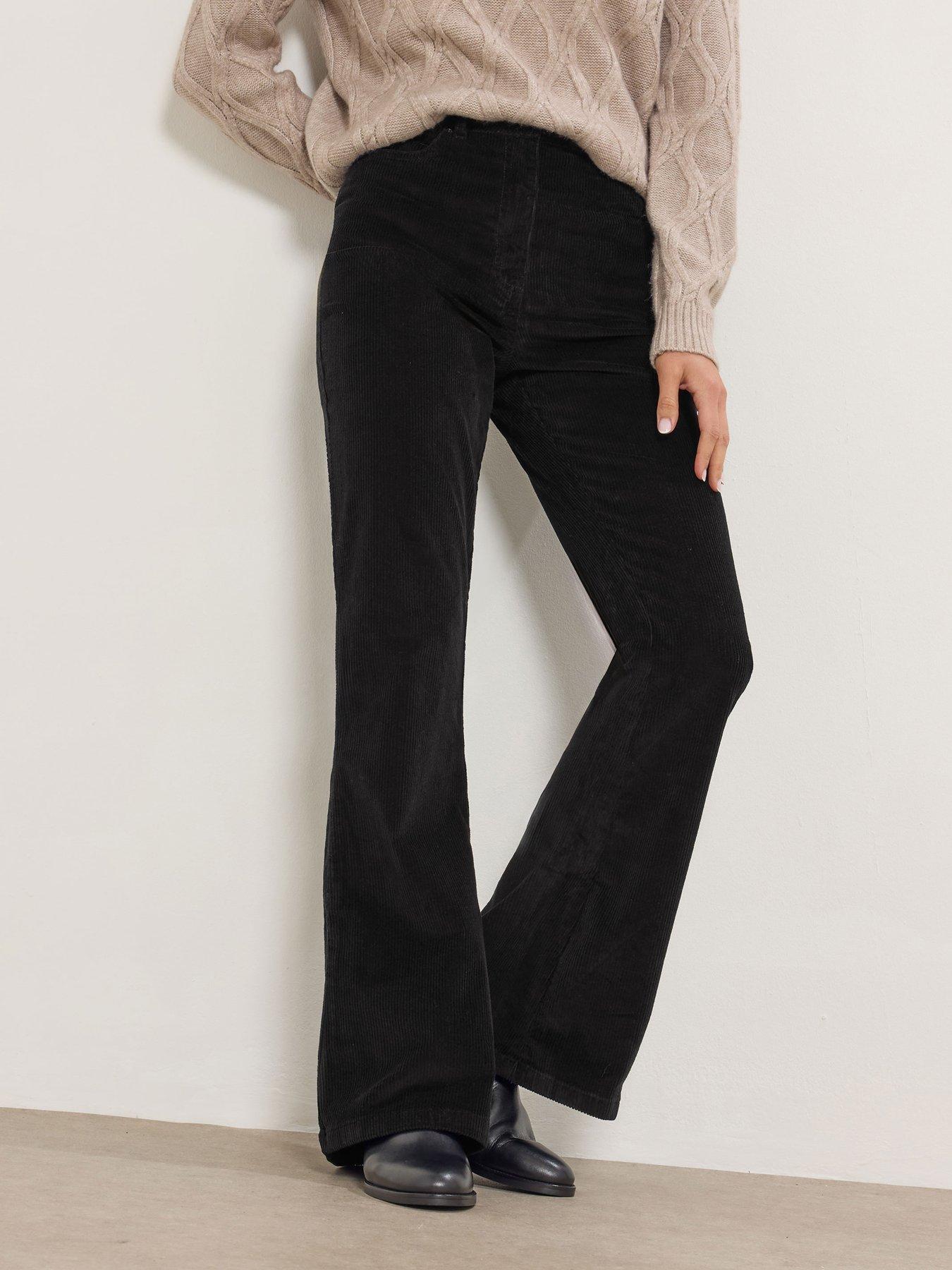 Long Tall Sally Kick Flare Cord Trouser 36" - Black