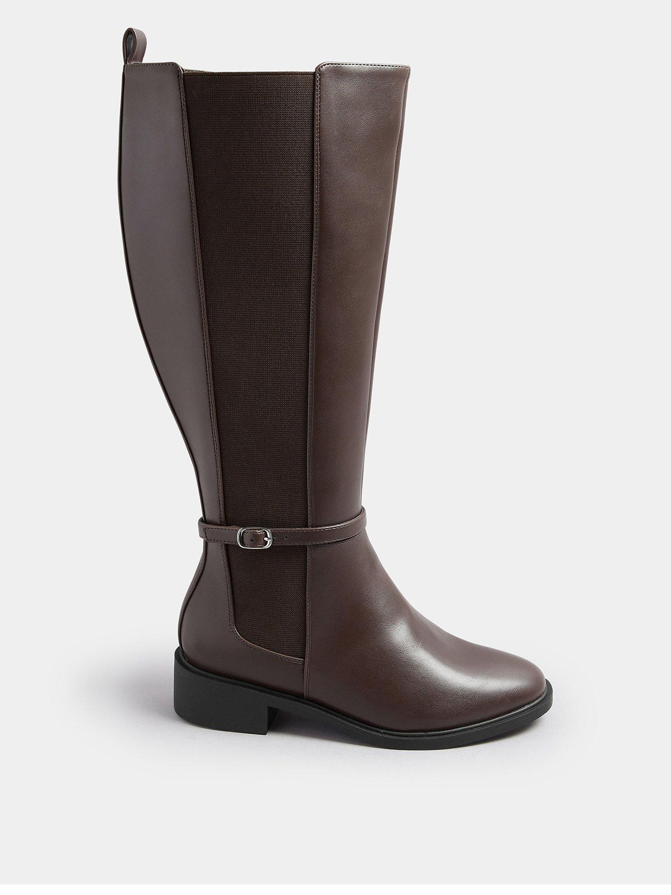 yours-extra-wide-fit-elastic-riding-boot-brown