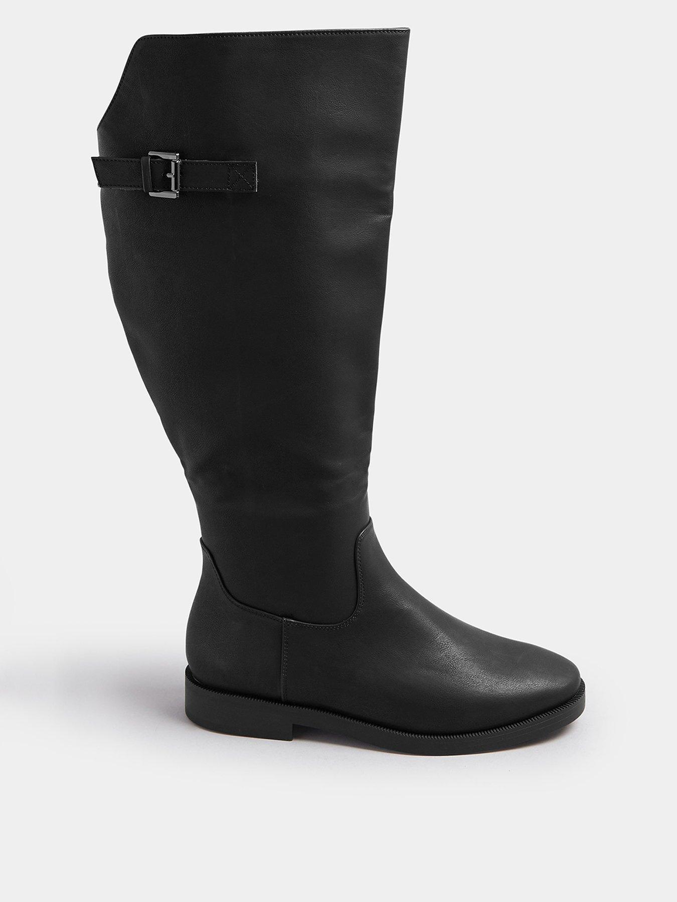 yours-extra-wide-fit-metal-buckle-boot-black