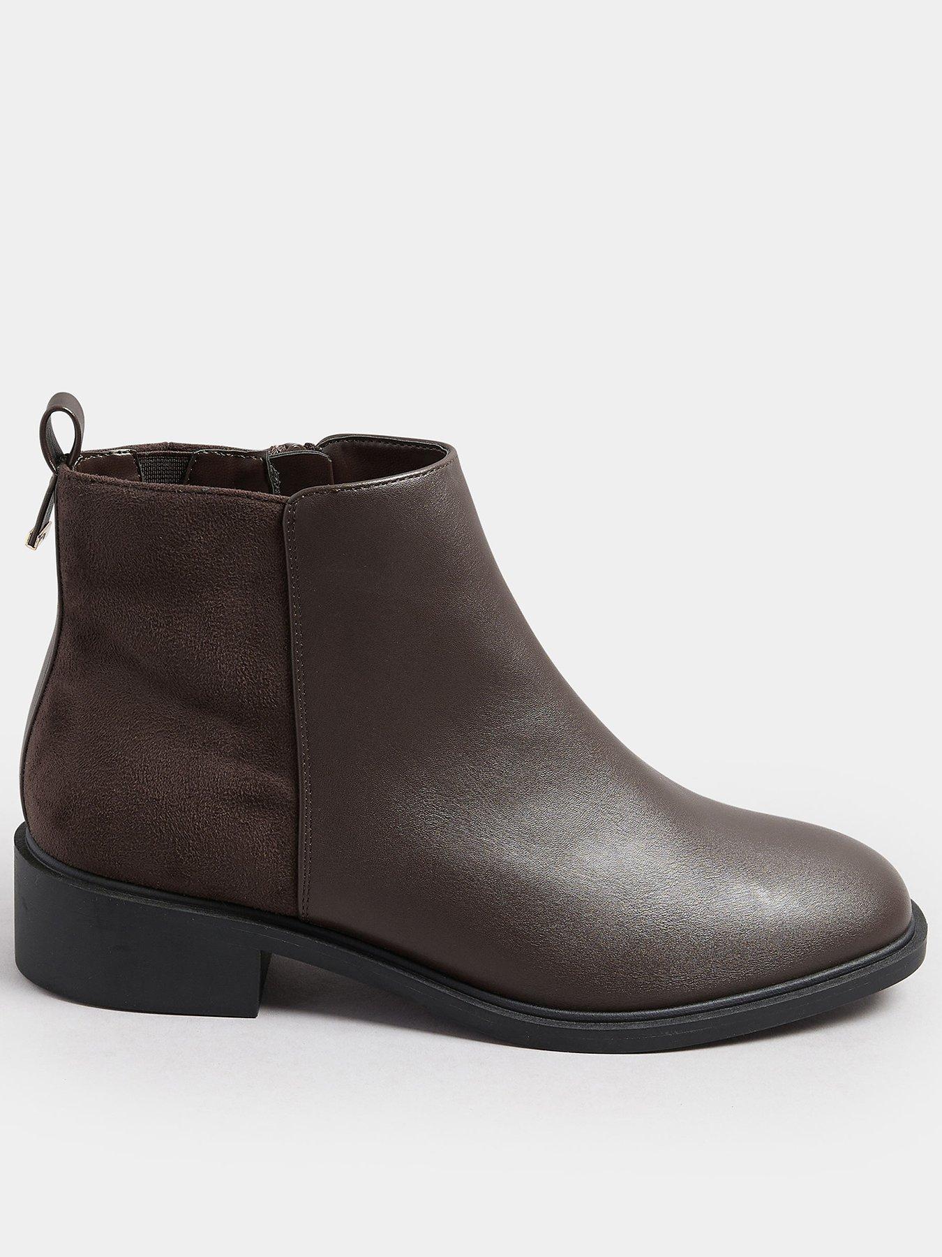 Yours Extra Wide Fit Metal Trim Ankle Boot - Brown