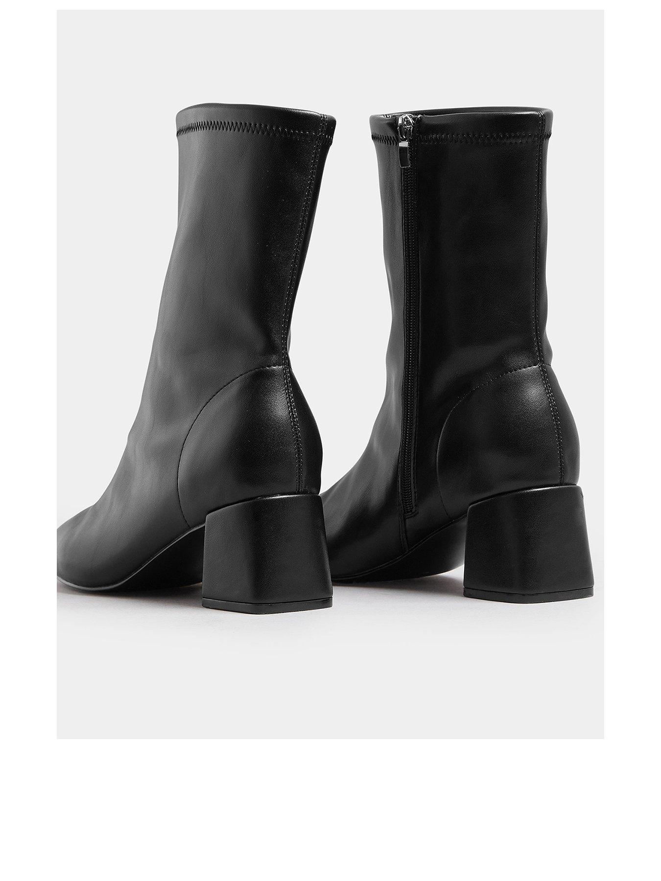 Image 3 of 4 of Yours Extra Wide Fit Block Heel Stretch Boot - Black