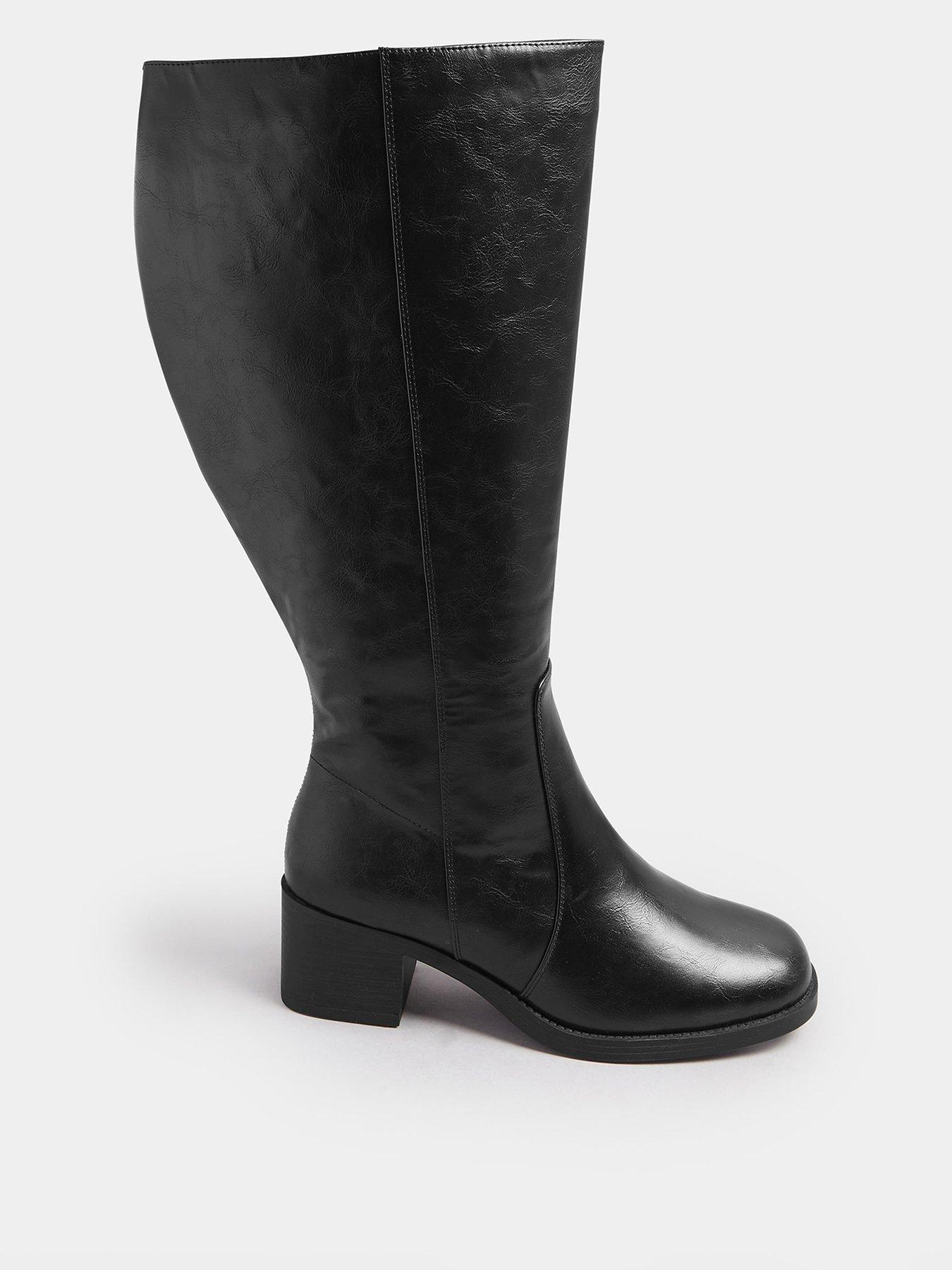 Yours Extra Wide Fit Square Toe Knee High Boot - Black