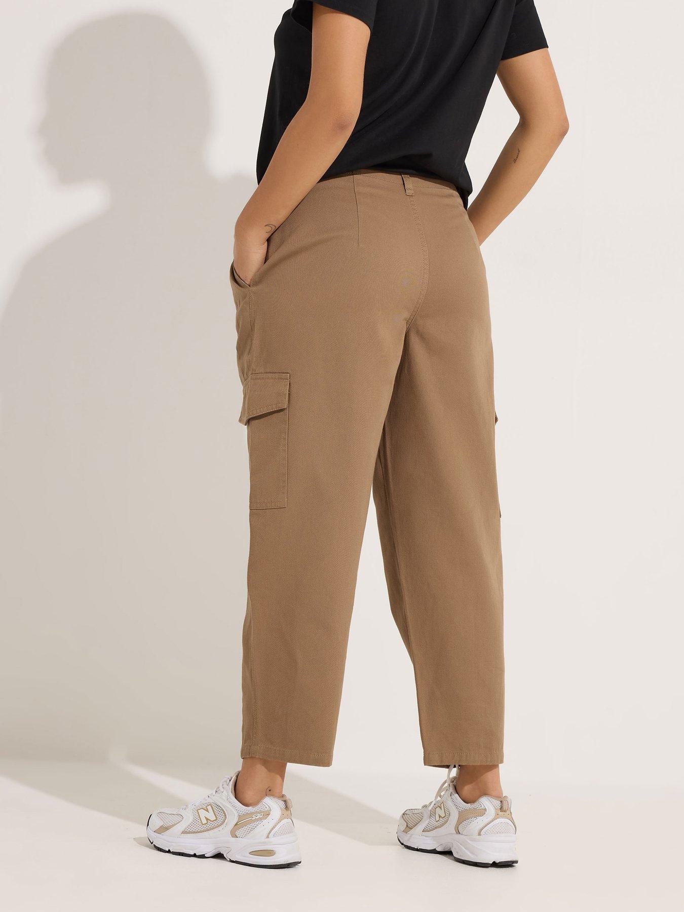 Image 2 of 5 of PixieGirl Petite Barrel Leg Cargo Trouser - Brown