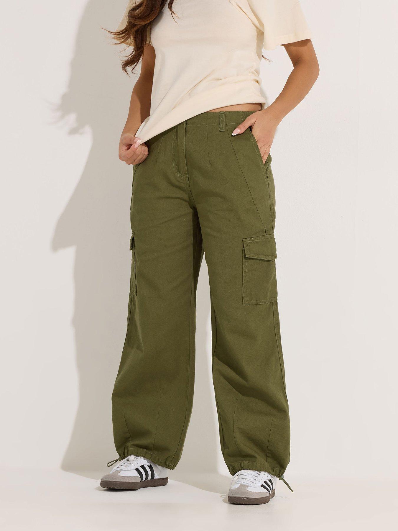 PixieGirl Petite Cuffed Cargo Trouser - Green