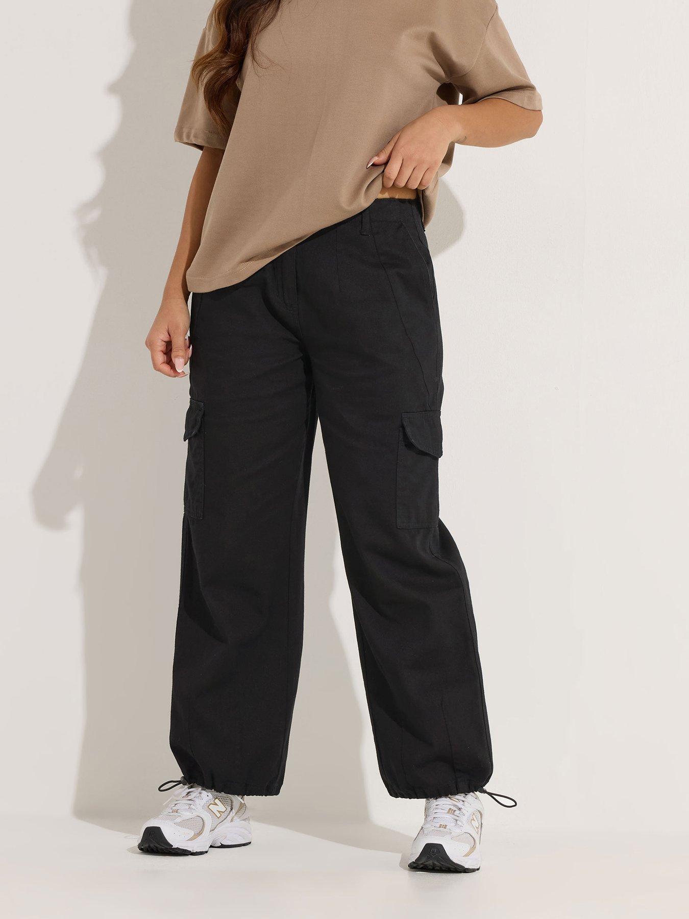 PixieGirl Petite Cuffed Cargo Trouser - Black
