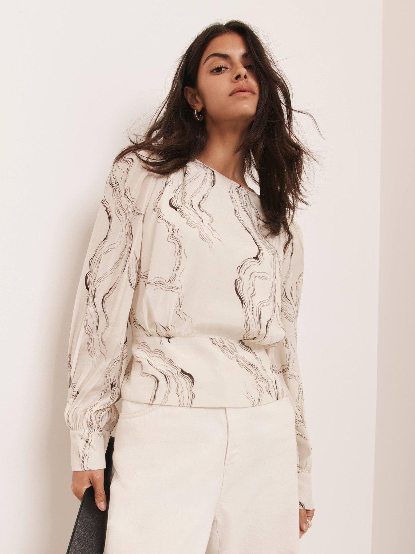 Image 4 of 6 of Mint Velvet Marble Print Blouse - Cream