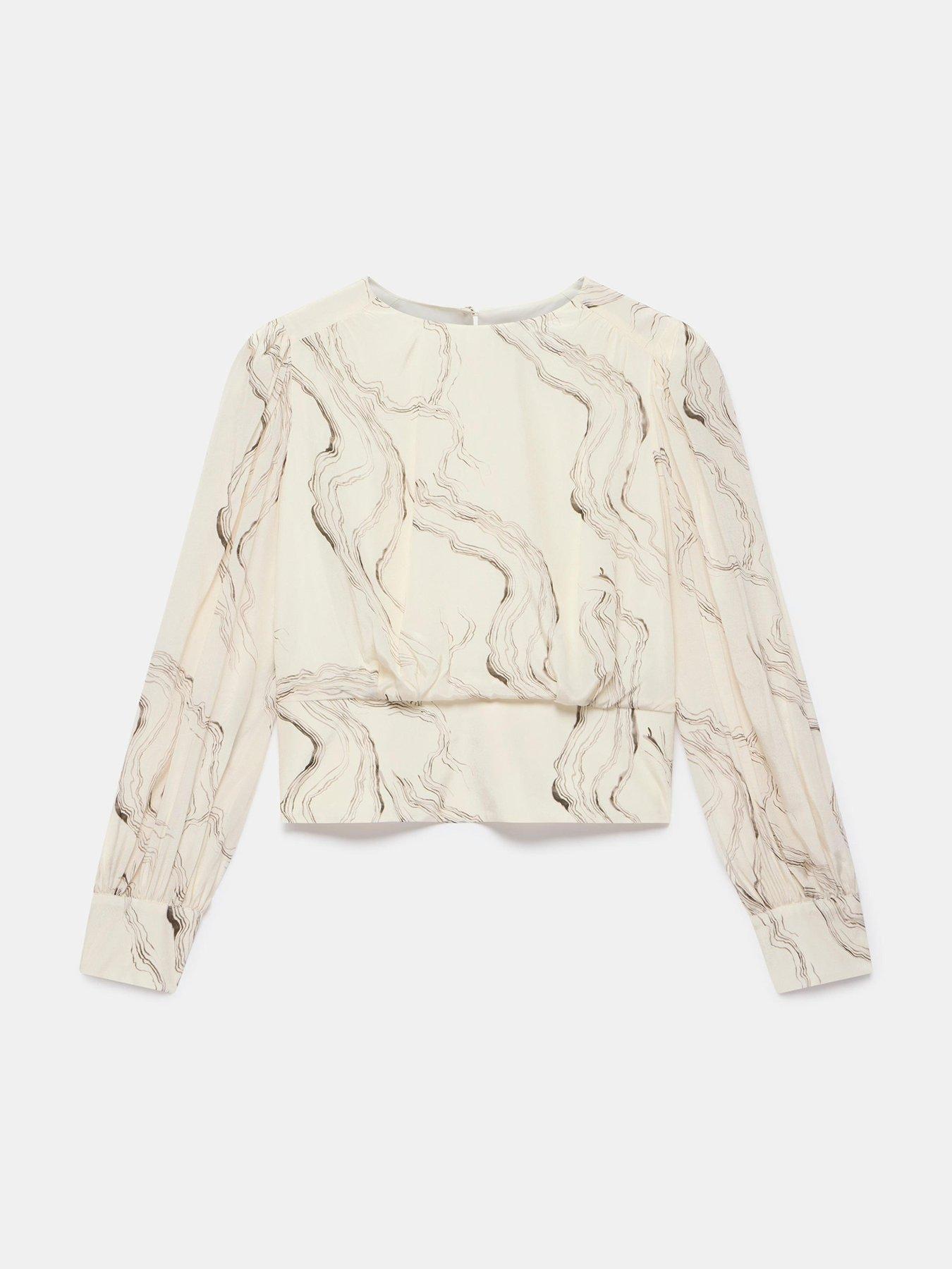 Image 5 of 6 of Mint Velvet Marble Print Blouse - Cream
