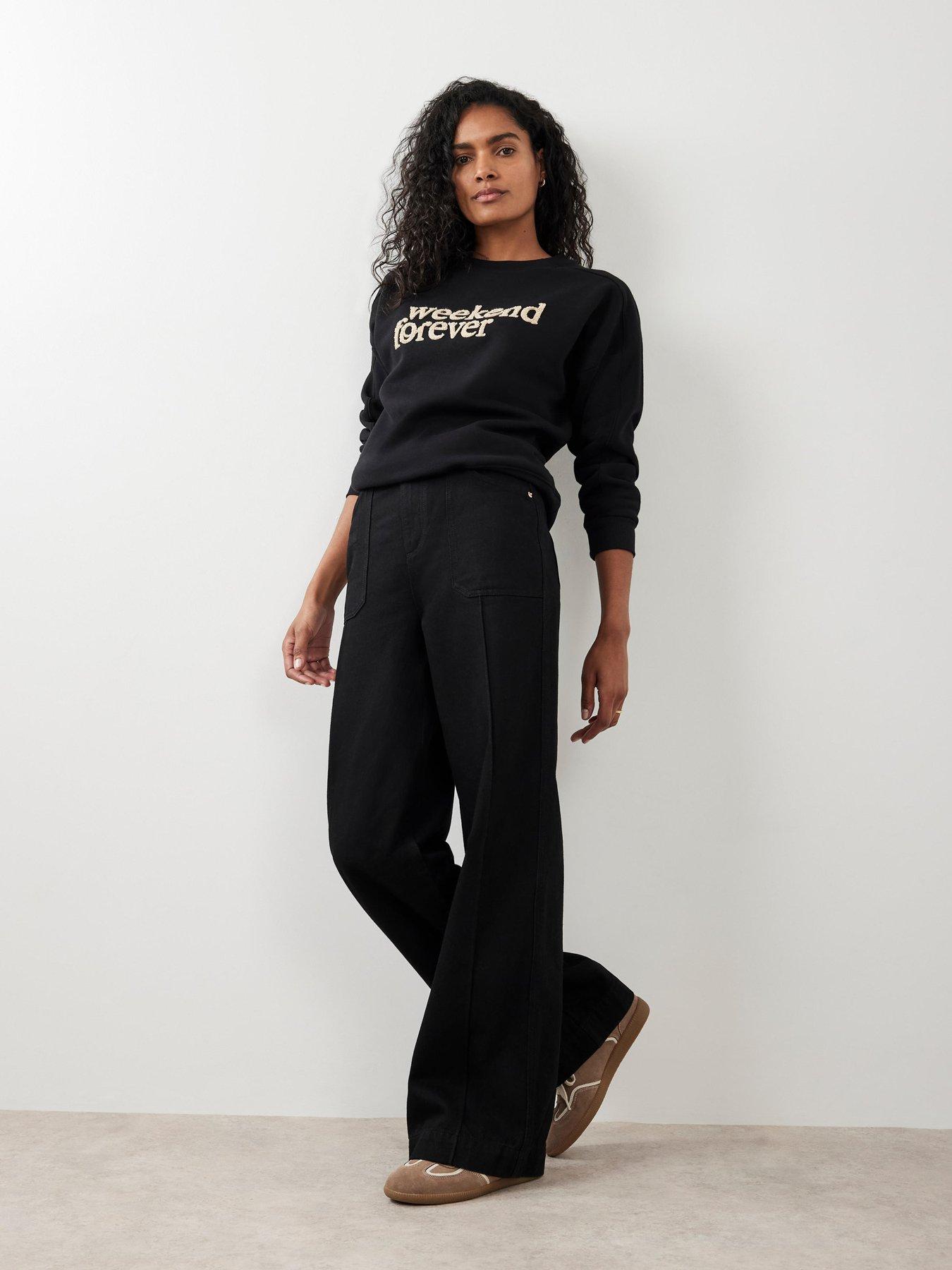 Mint Velvet Pull On Wide Jean - Black