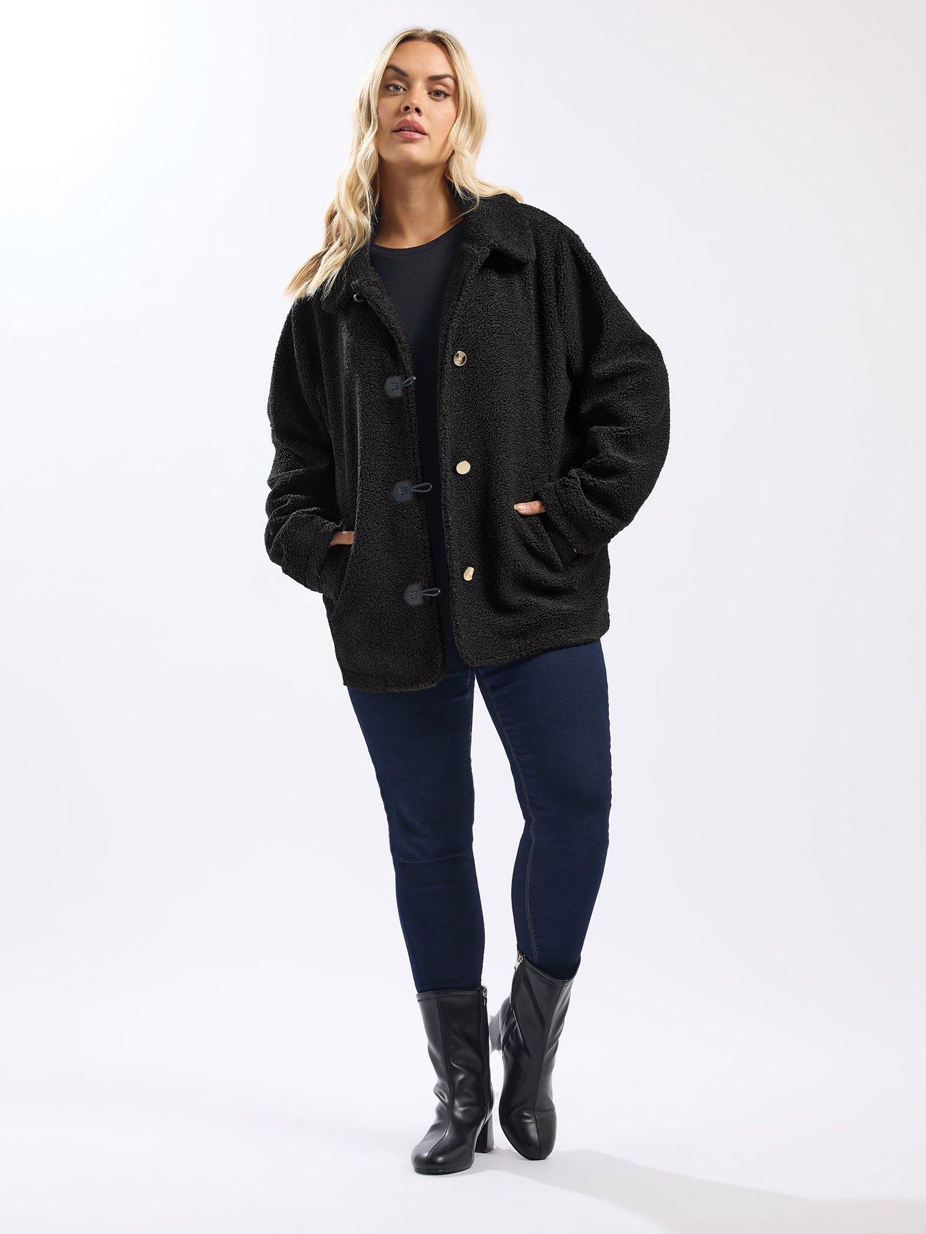 Image 3 of 4 of Yours Curve Midi Borg Fleece - Black