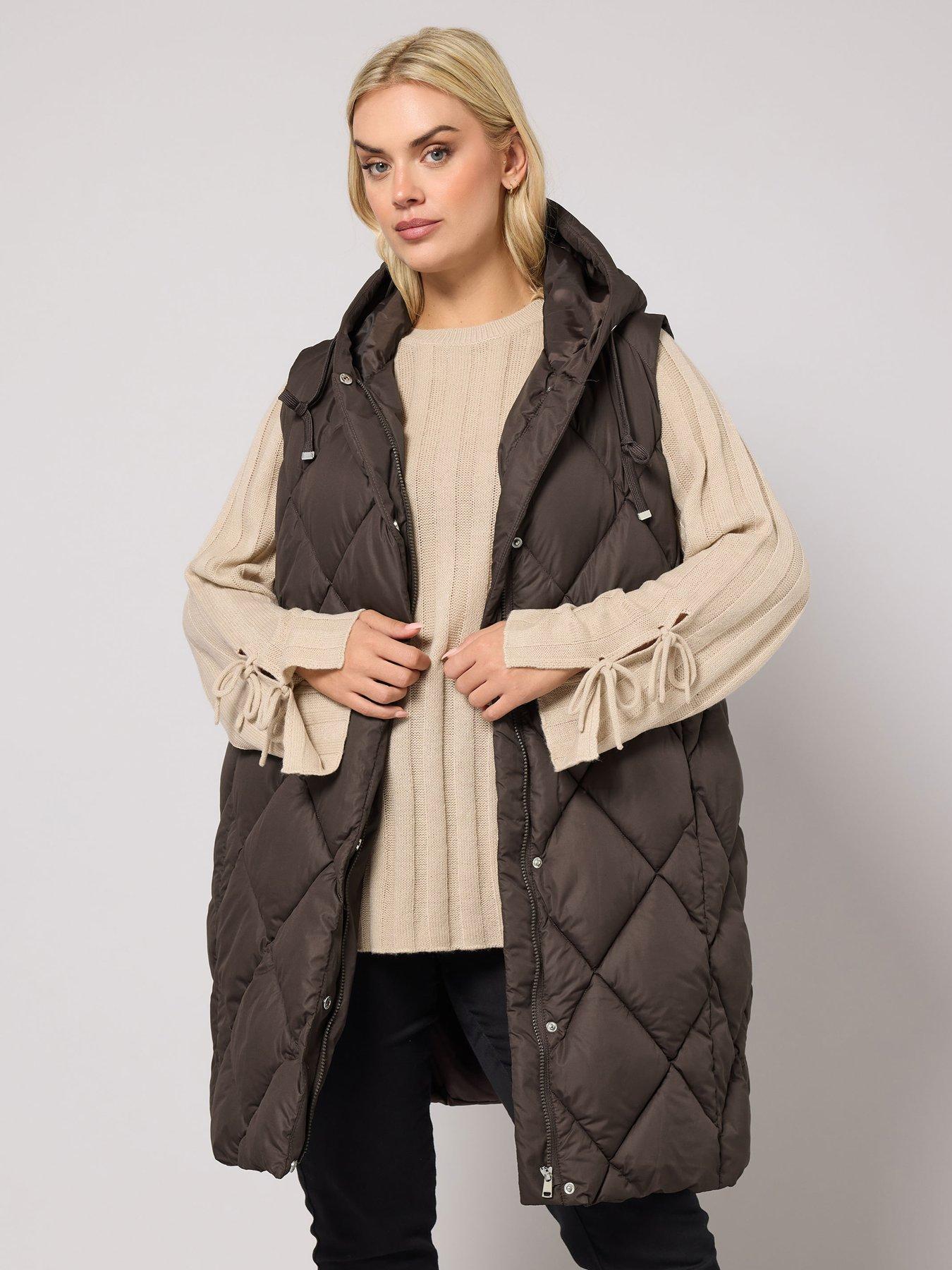 Yours Curve Midi Gilet - Brown