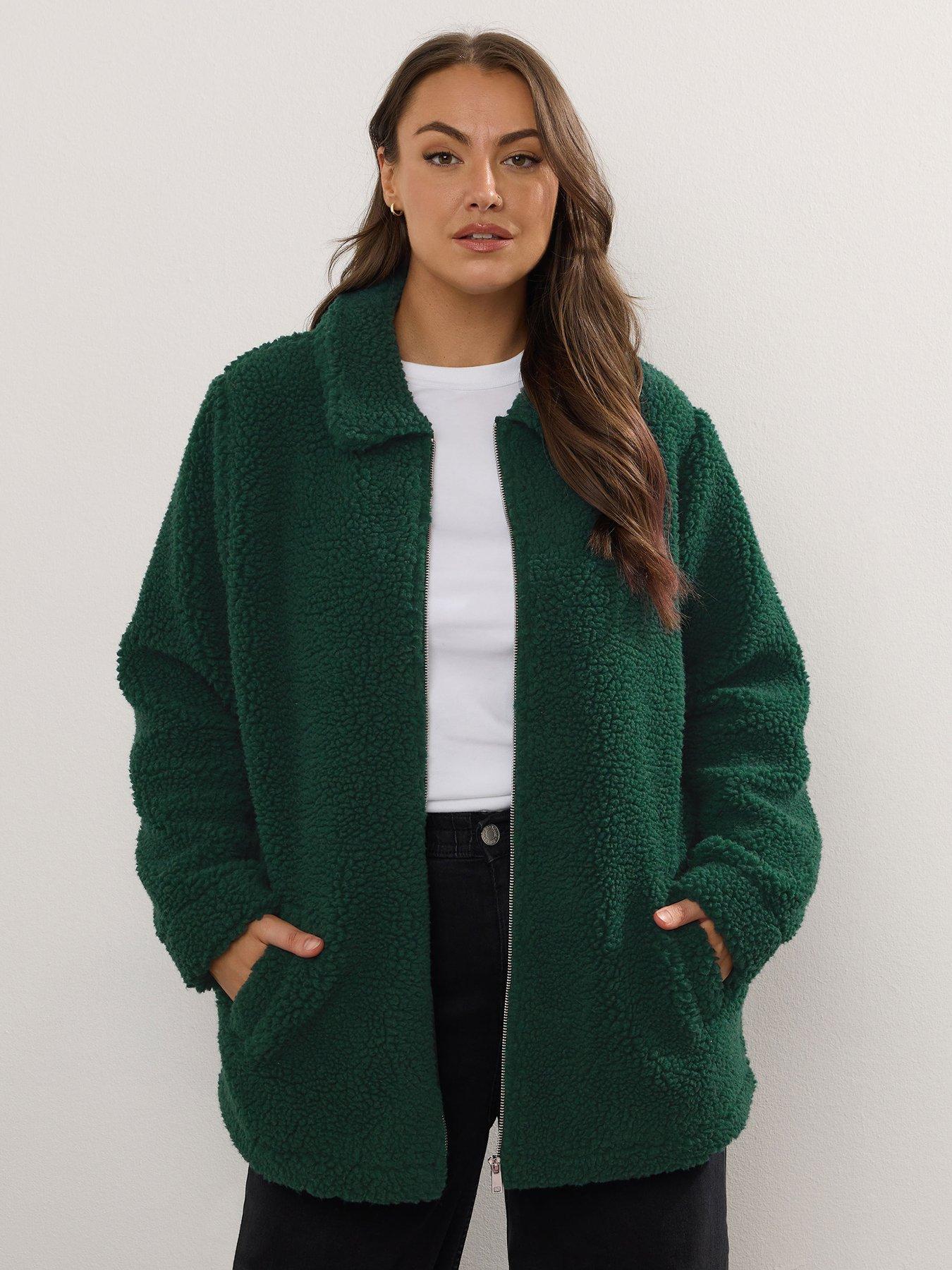 Yours Curve Borg Heavy Zip Through Fleece - Green