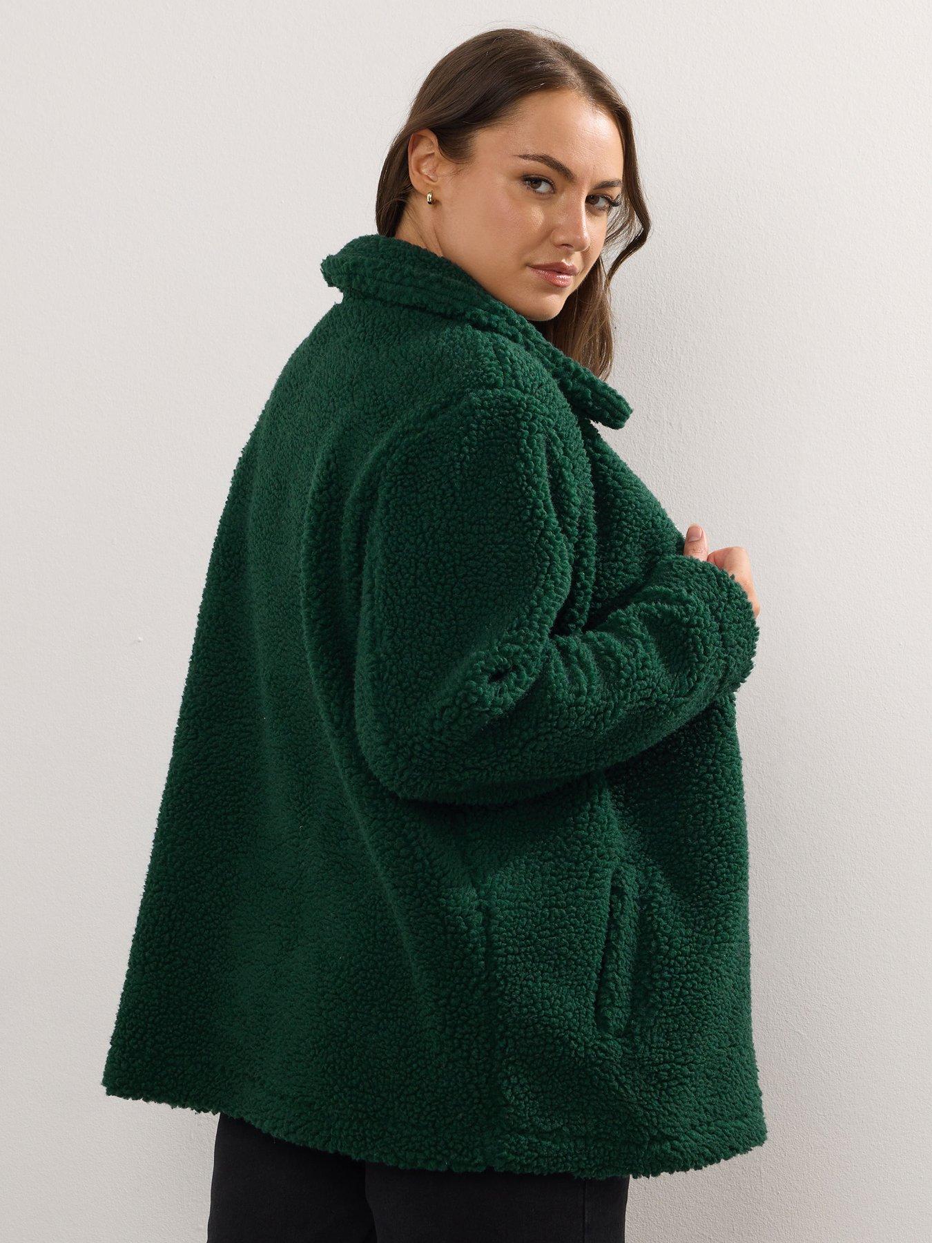 Image 2 of 4 of Yours Curve Borg Heavy Zip Through Fleece - Green