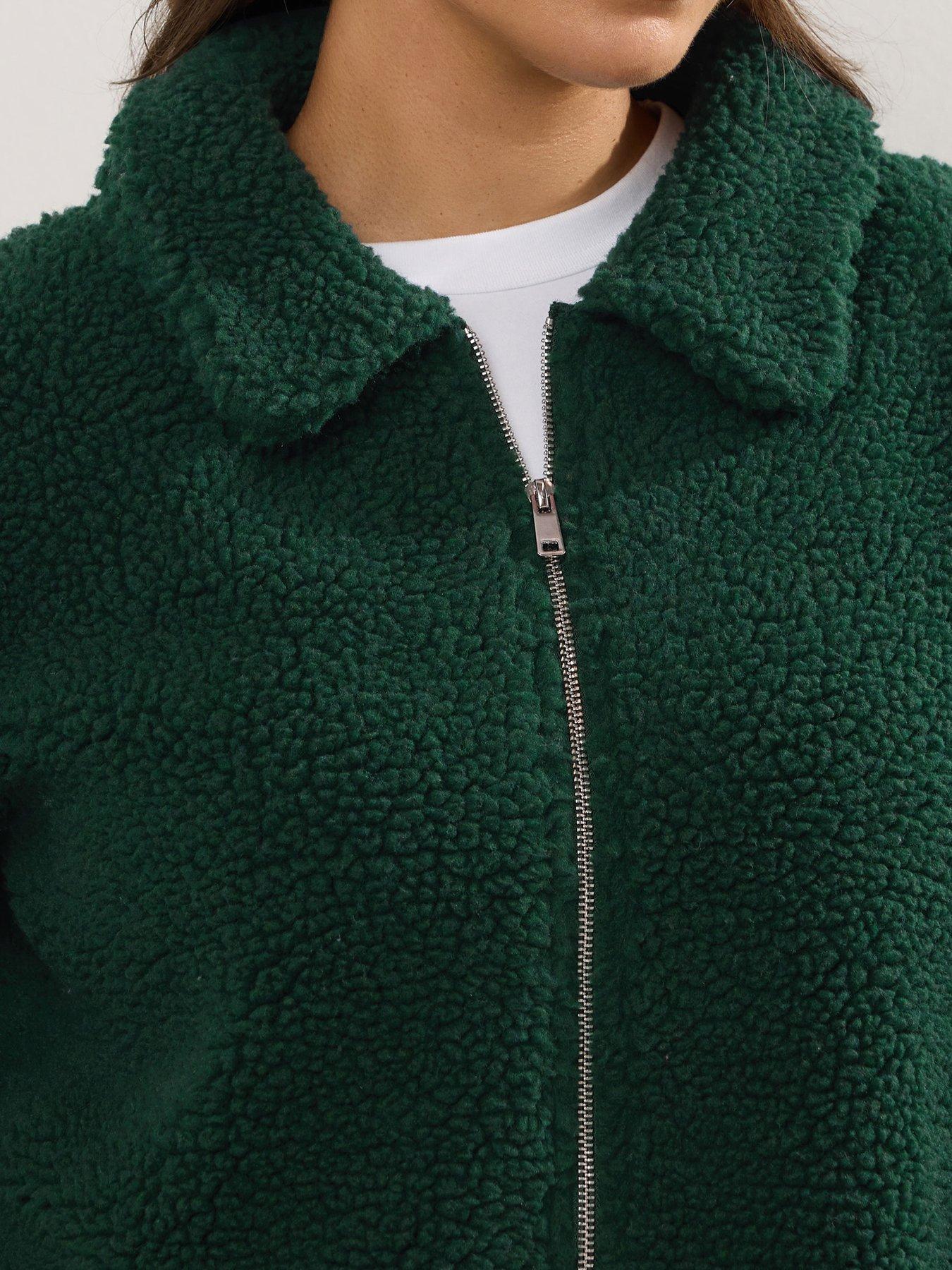 Image 4 of 4 of Yours Curve Borg Heavy Zip Through Fleece - Green