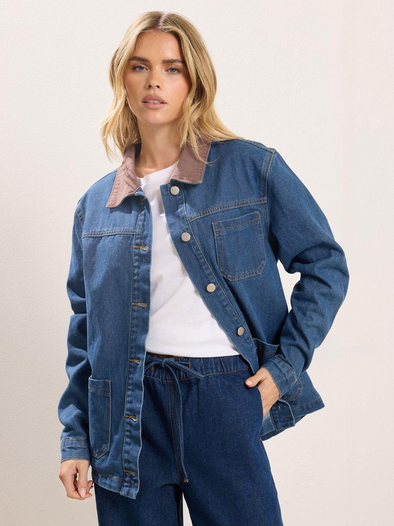 Image 1 of 5 of PixieGirl Petite Contrast Collar Shacket