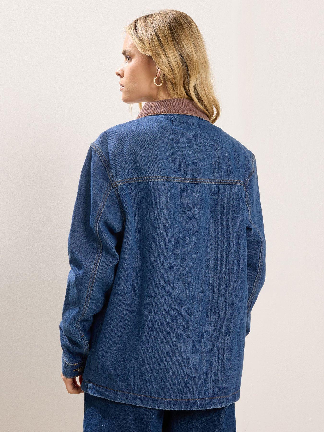 Image 2 of 5 of PixieGirl Petite Contrast Collar Shacket