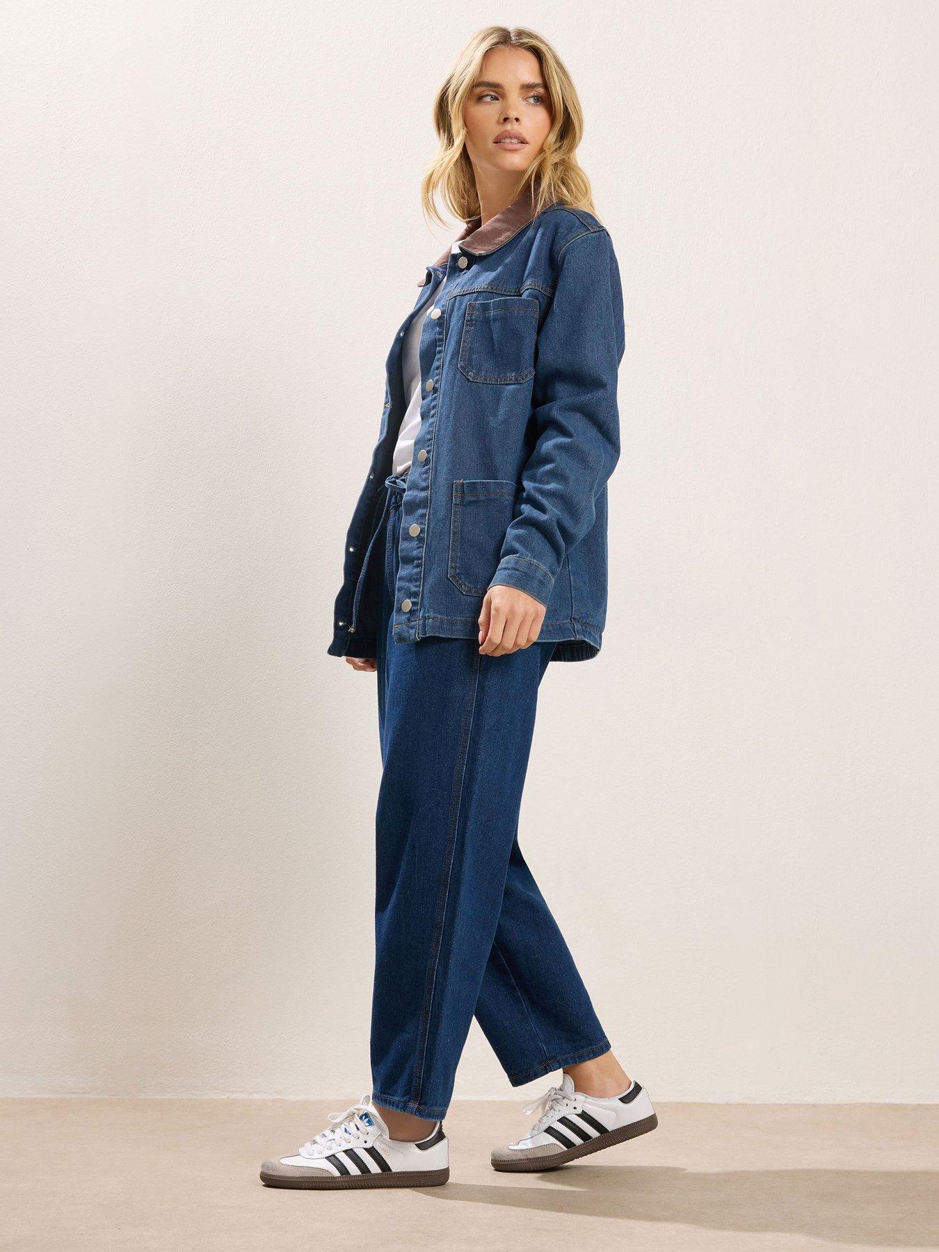 Image 3 of 5 of PixieGirl Petite Contrast Collar Shacket