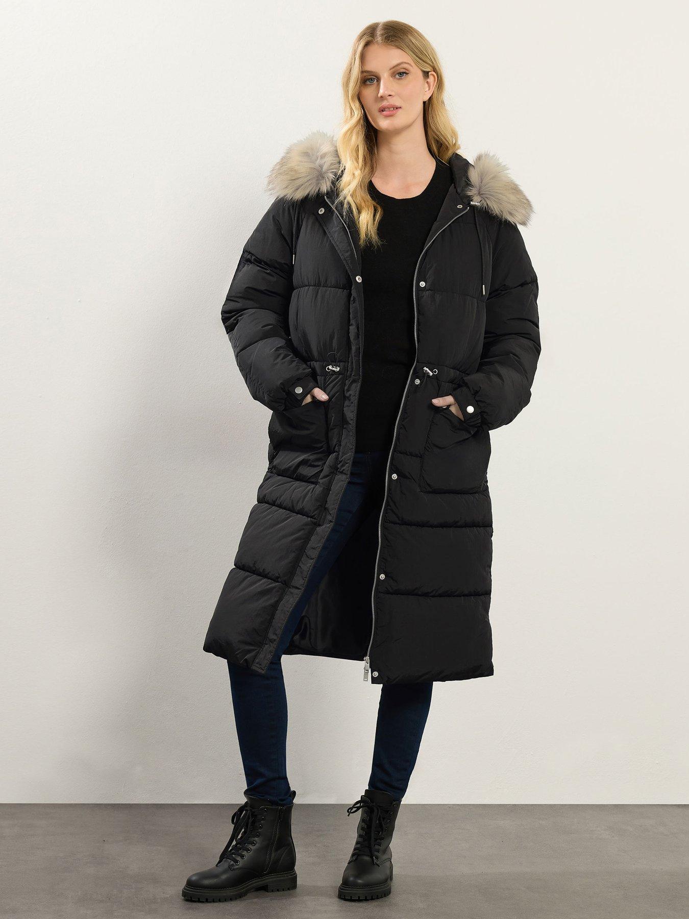 Image 1 of 4 of Long Tall Sally Padded Midi Coat - Black