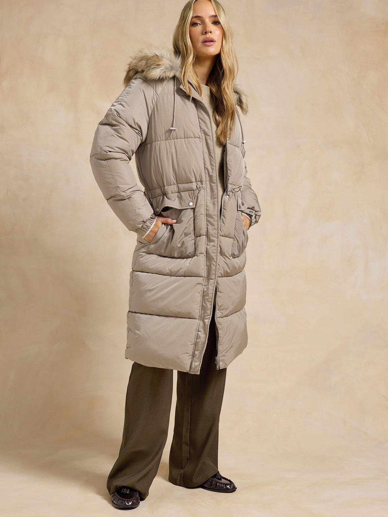 Long Tall Sally Padded Midi Coat - Natural