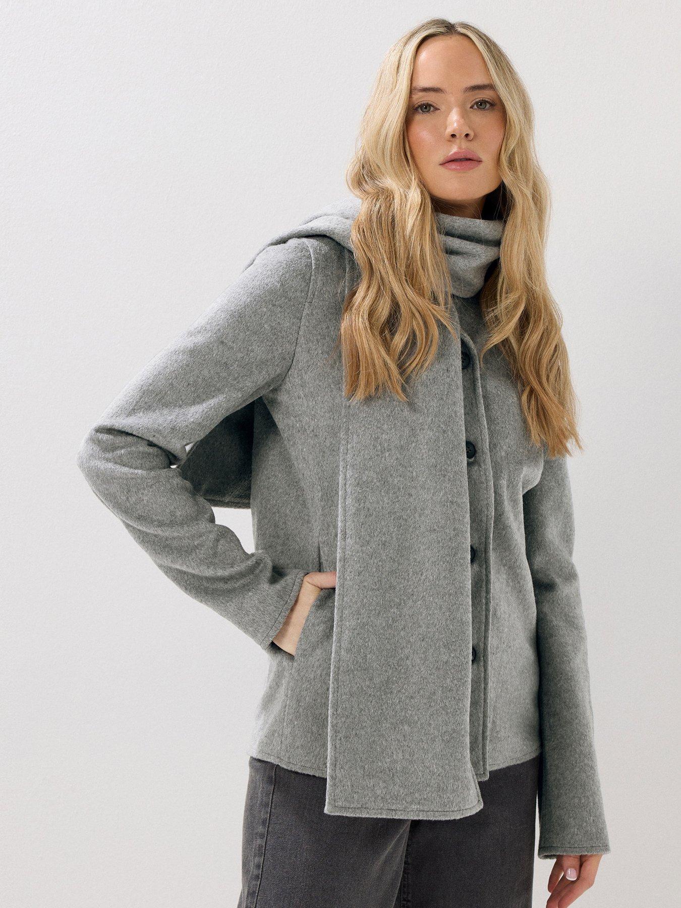 Long Tall Sally Scarf Coat - Grey