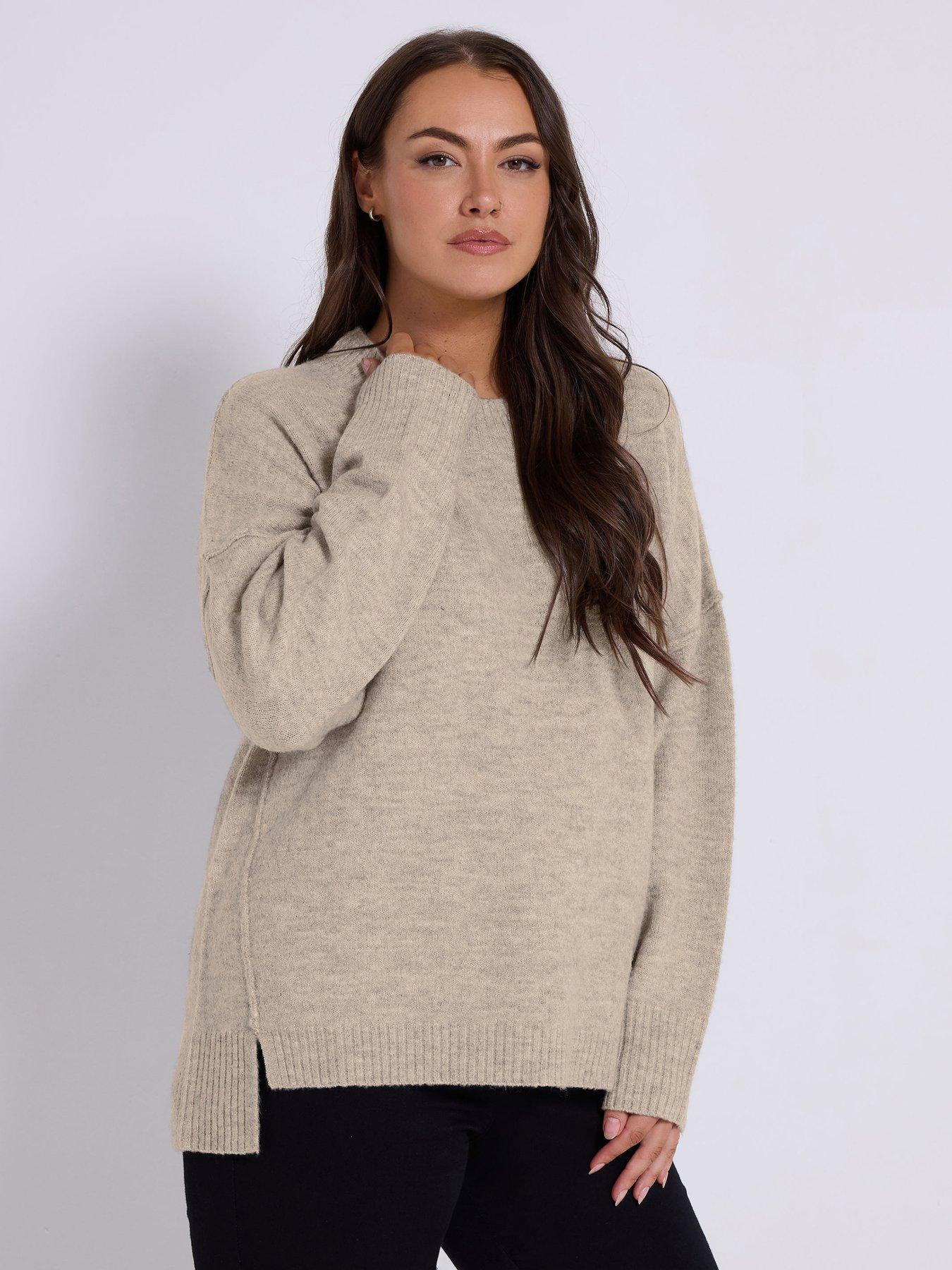 undefined Curve Drop Shoulder Seam Detail Jumper - Natural