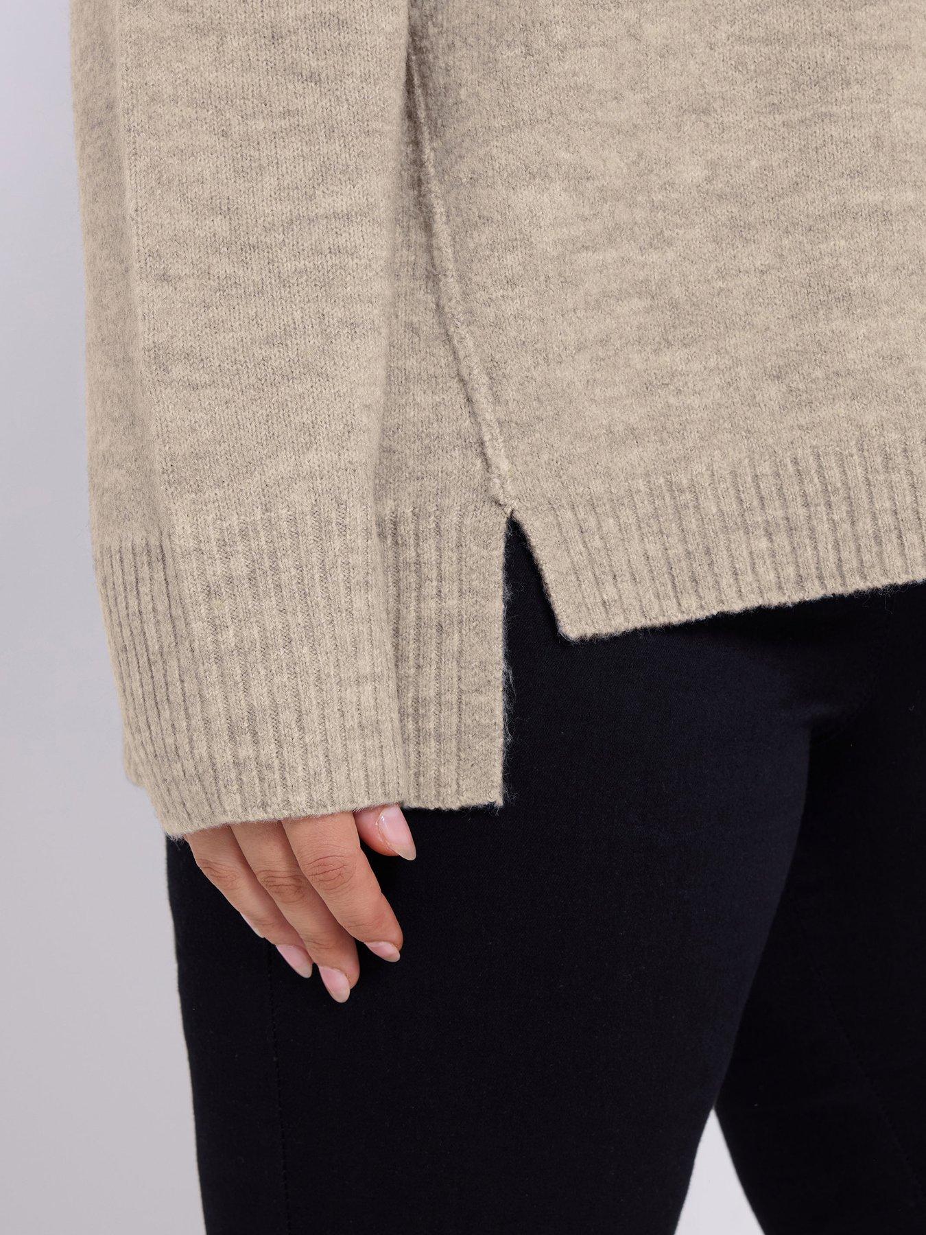 Image 4 of 4 of Yours Curve Drop Shoulder Seam Detail Jumper - Natural