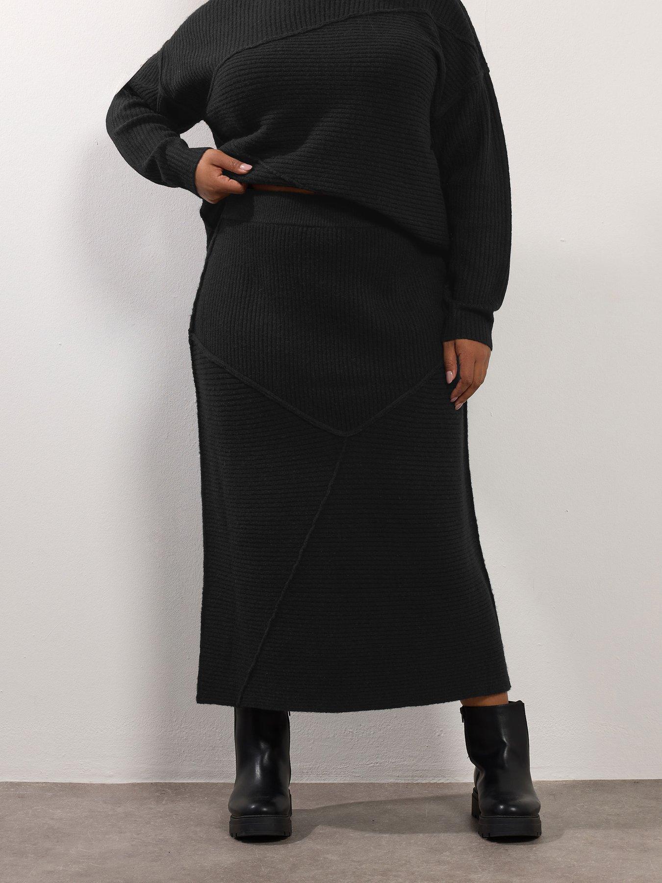 Yours Curve Asymmetric Skirt - Black