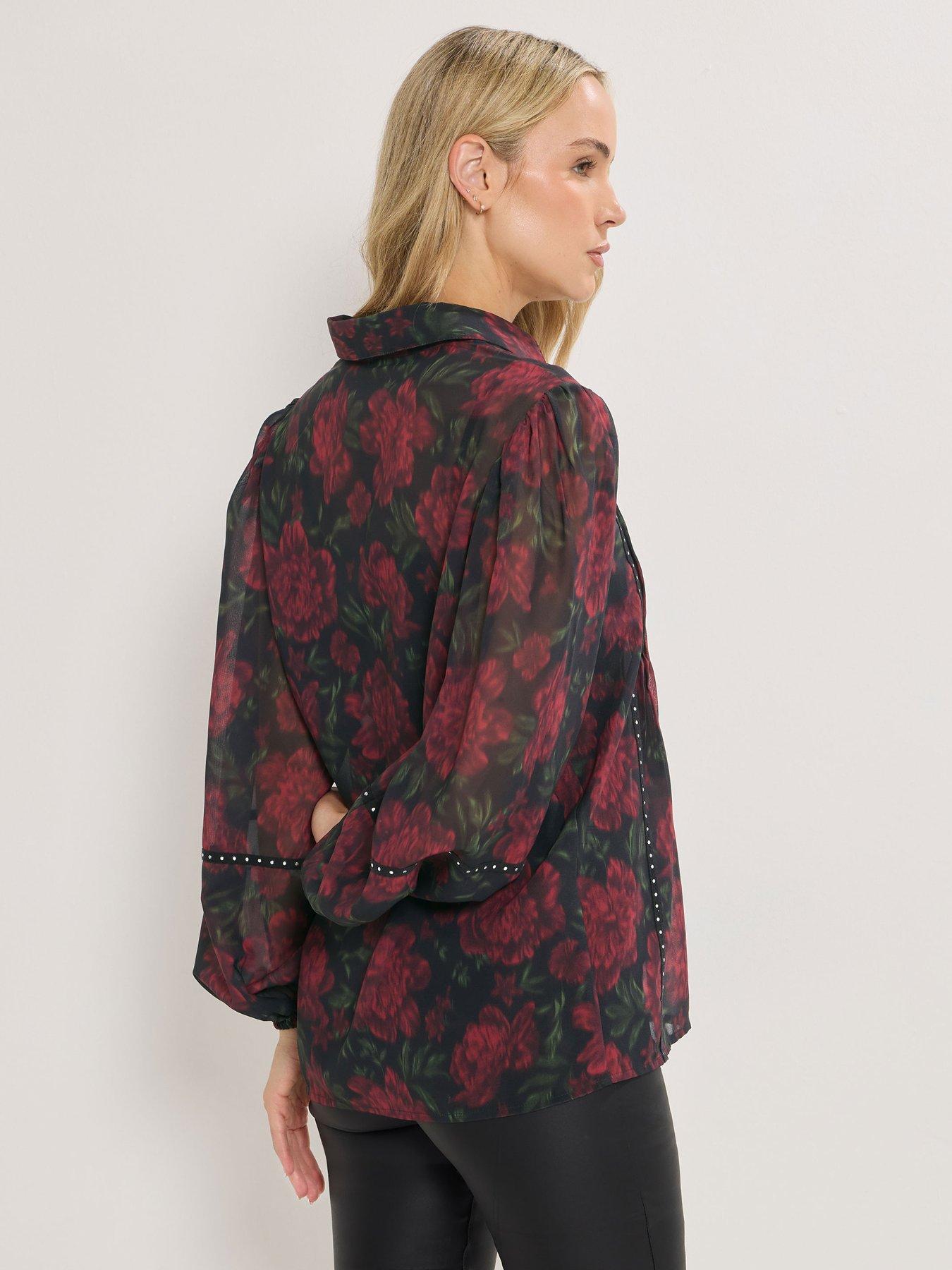 Image 2 of 4 of Long Tall Sally Blurred Pintuck Blouse - Black
