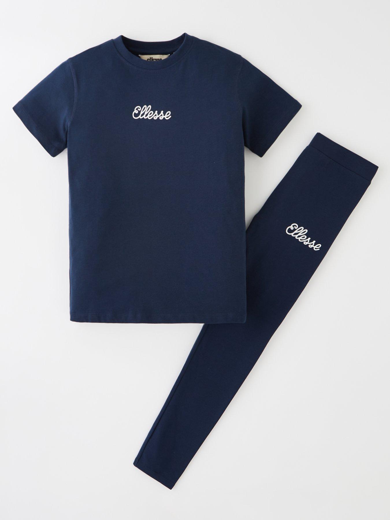 Image 1 of 4 of Ellesse Saletta T-Shirt &amp; Legging Set - Navy