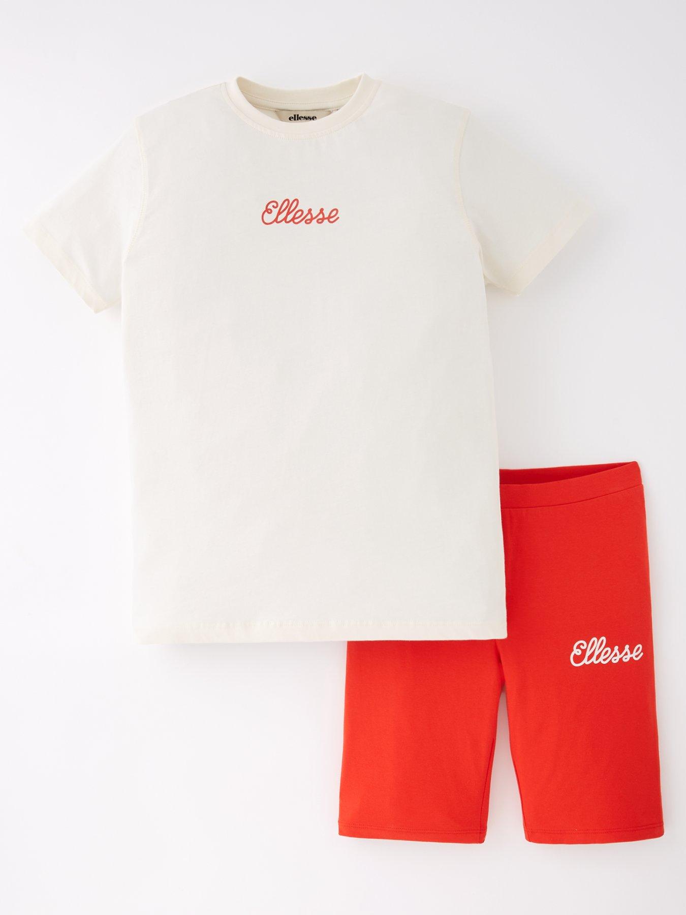 Image 1 of 4 of Ellesse Nocelle T-Shirt &amp; Short Set - Red