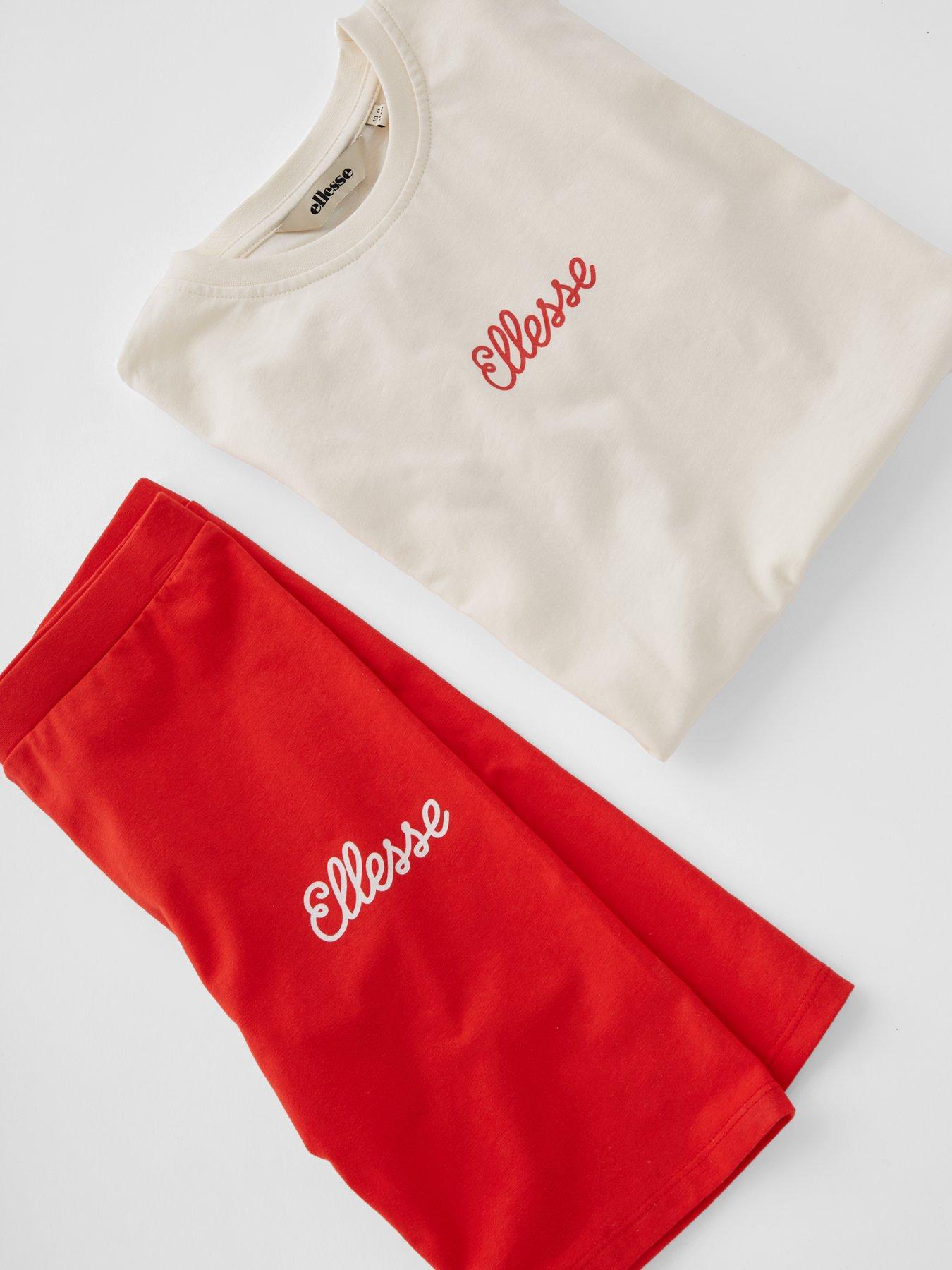 Image 4 of 4 of Ellesse Nocelle T-Shirt &amp; Short Set - Red