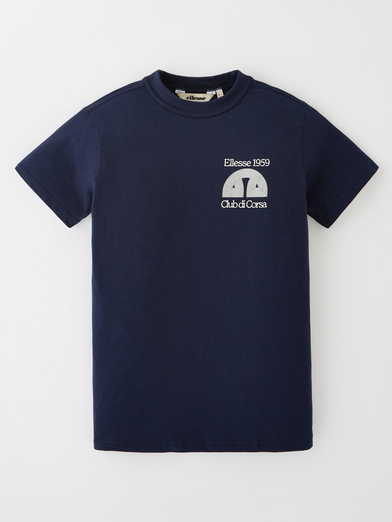 Ellesse Porrus Jnr T-Shirt, Navy, Size 10-11 Years