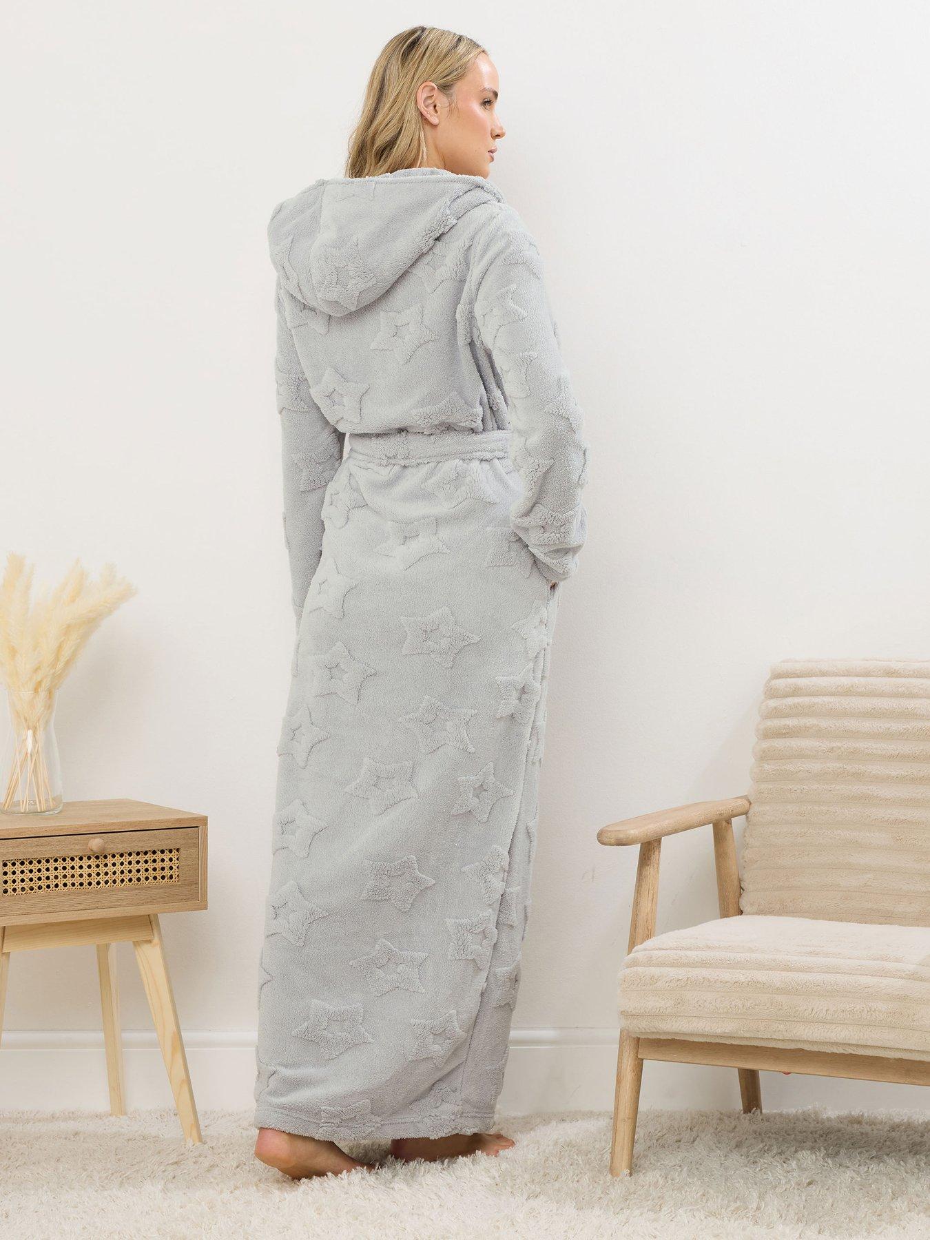 Long Tall Sally Heart Hooded Maxi Robe - Grey | Very