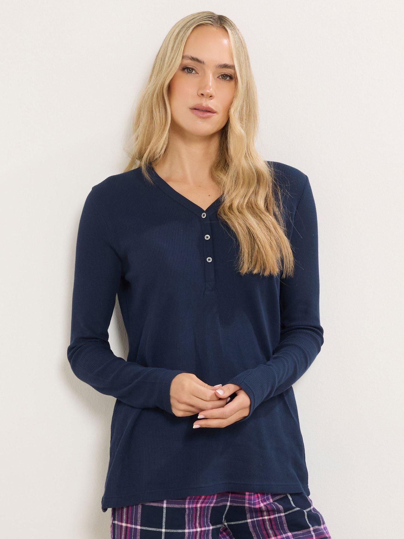 Long Tall Sally Sleeve Waffle Pyjama Top - Blue