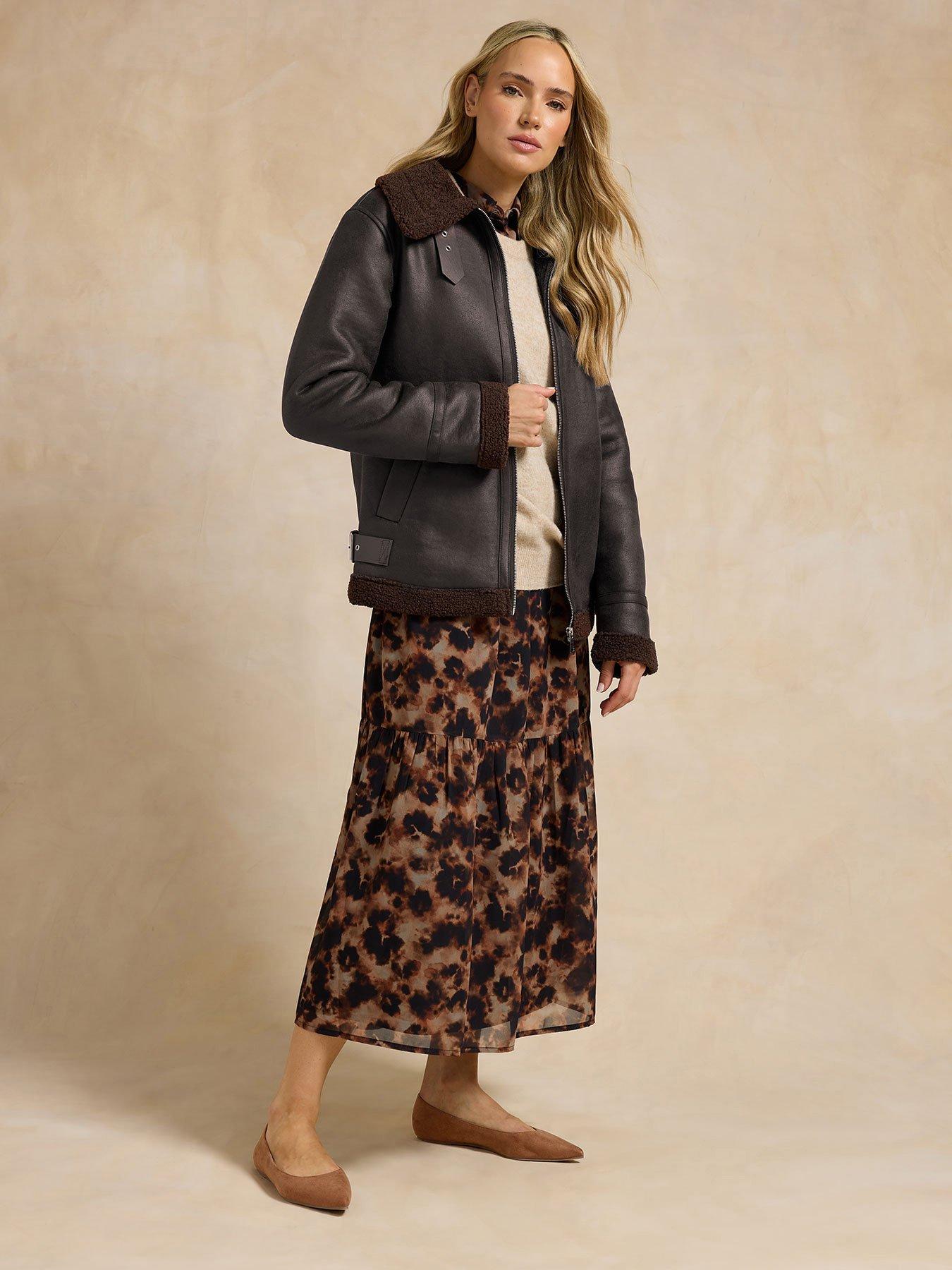 Long Tall Sally Taped Seam Aviator Jacket - Brown