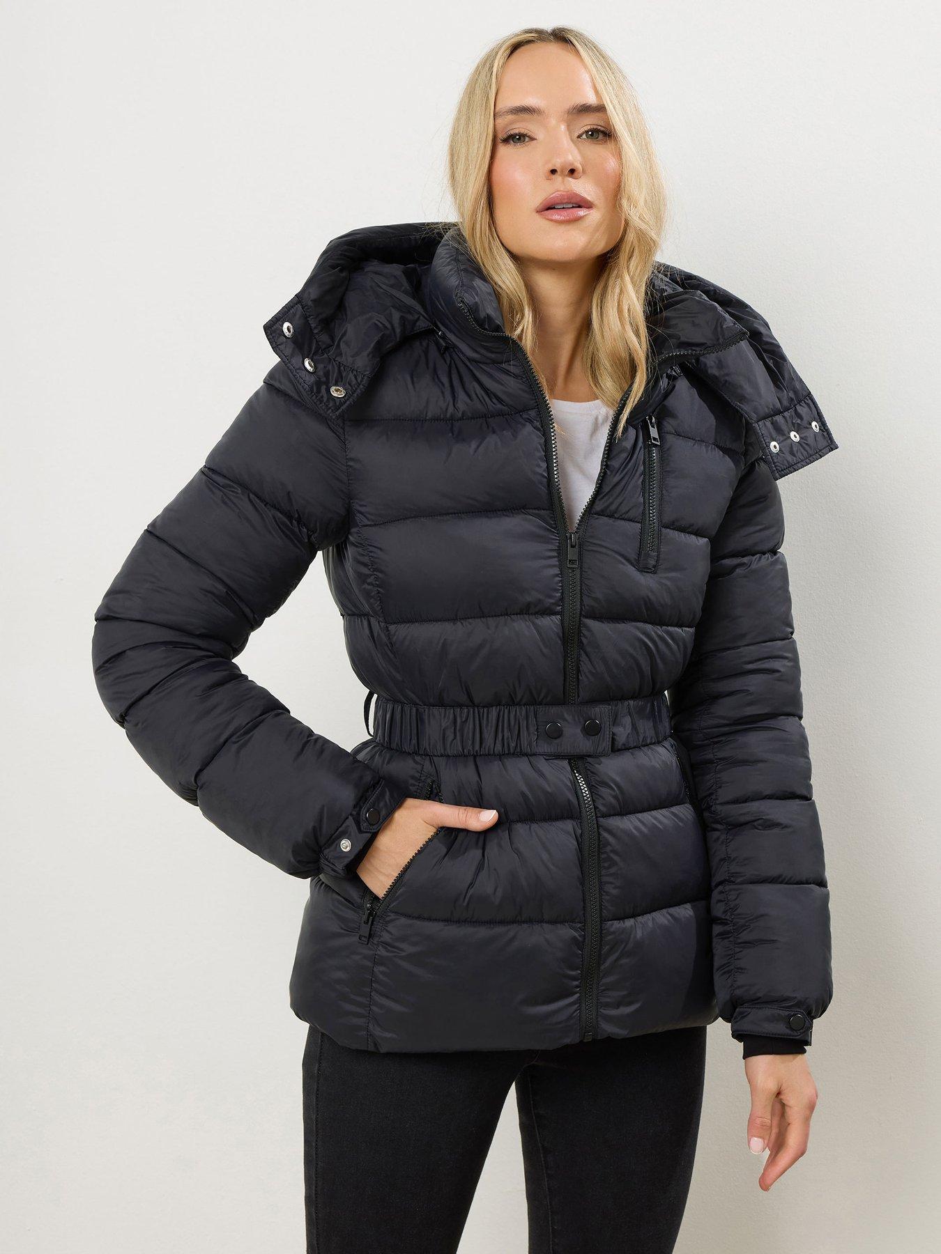 Long Tall Sally Padded Belted Coat Black Very