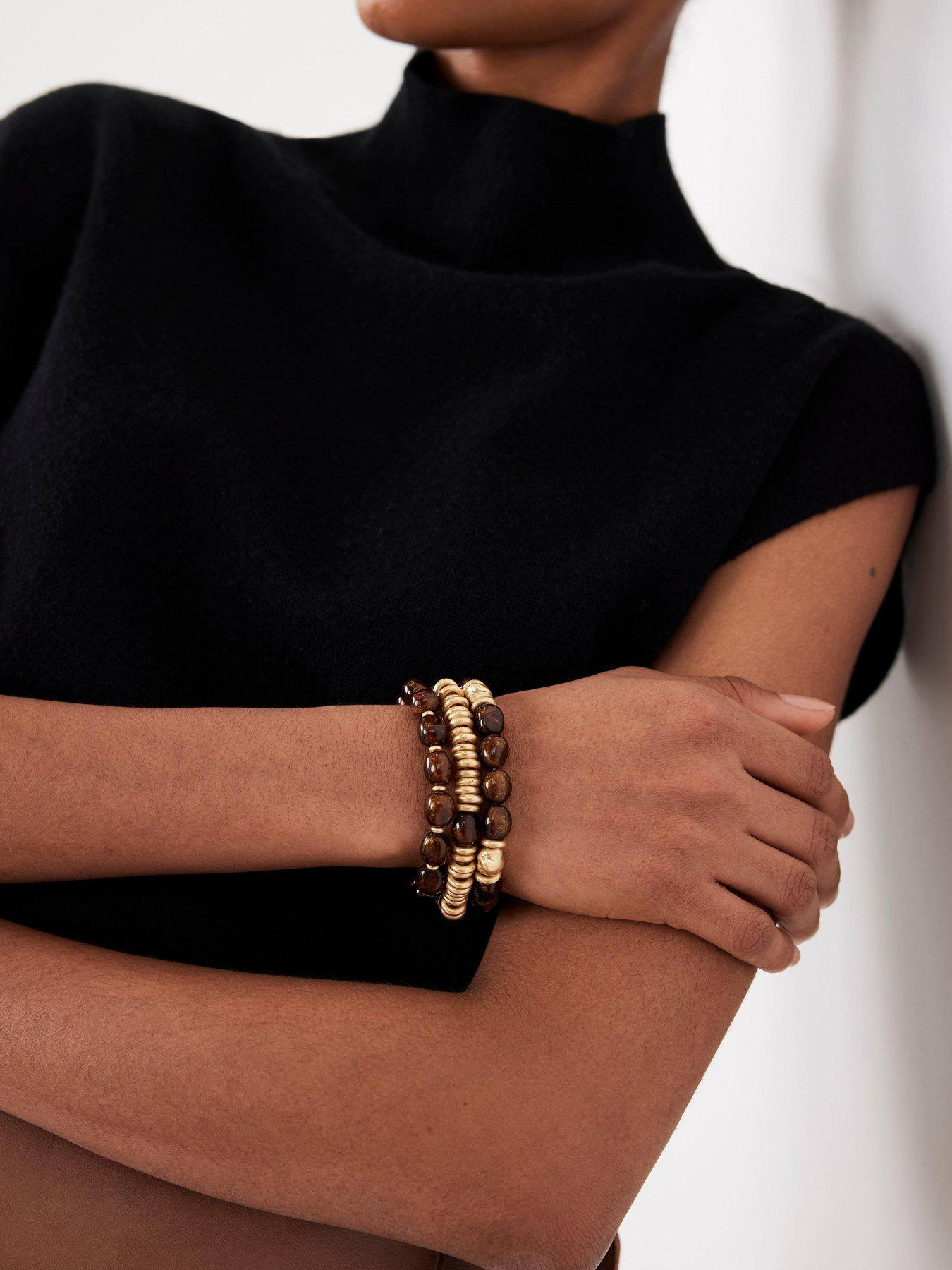 Image 2 of 4 of Mint Velvet Beaded Friendship Bracelet - Brown