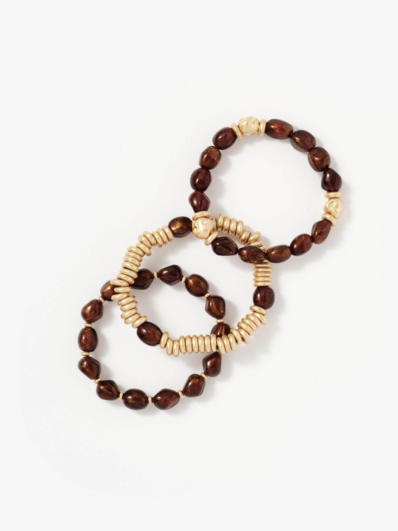 Image 3 of 4 of Mint Velvet Beaded Friendship Bracelet - Brown