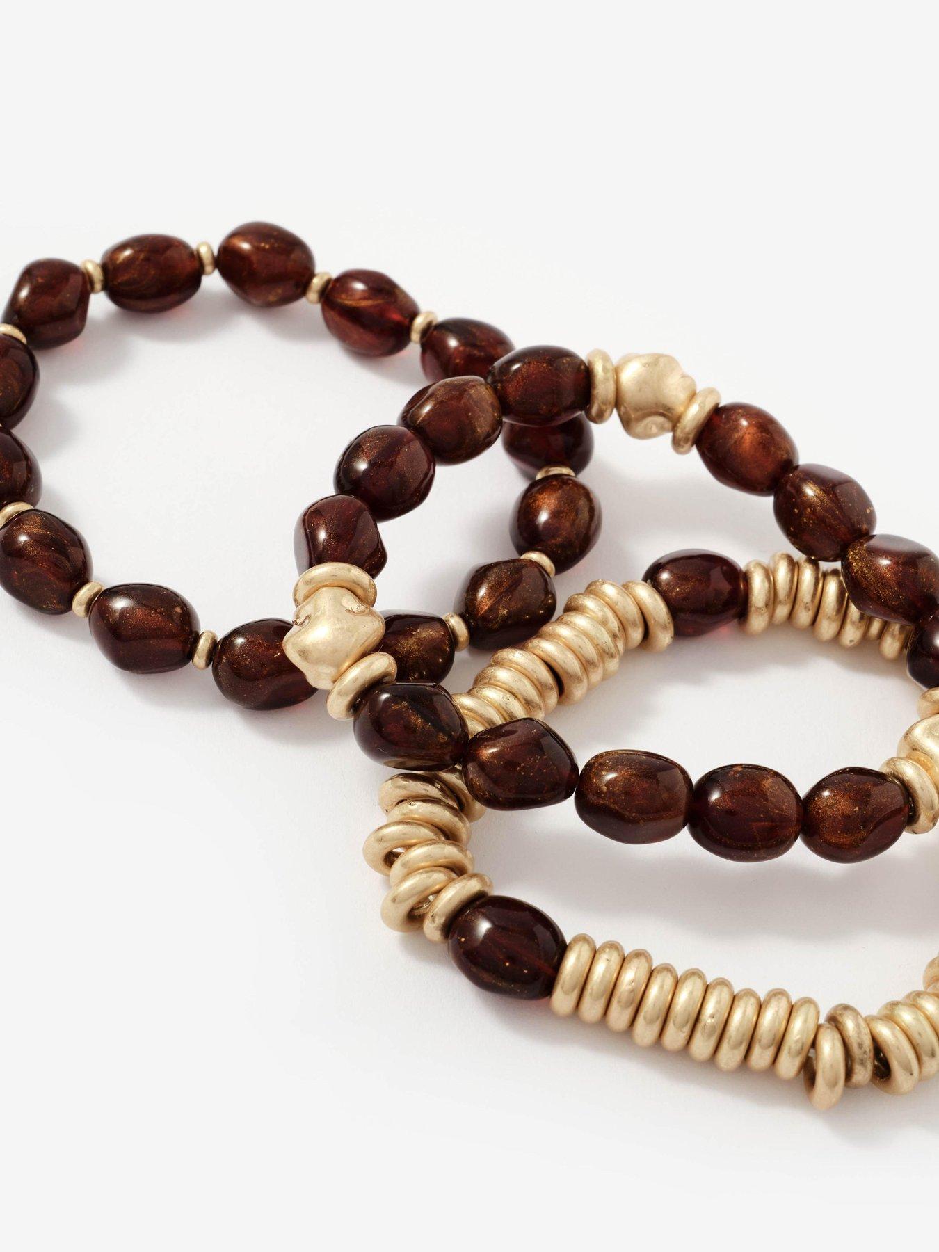 Image 4 of 4 of Mint Velvet Beaded Friendship Bracelet - Brown