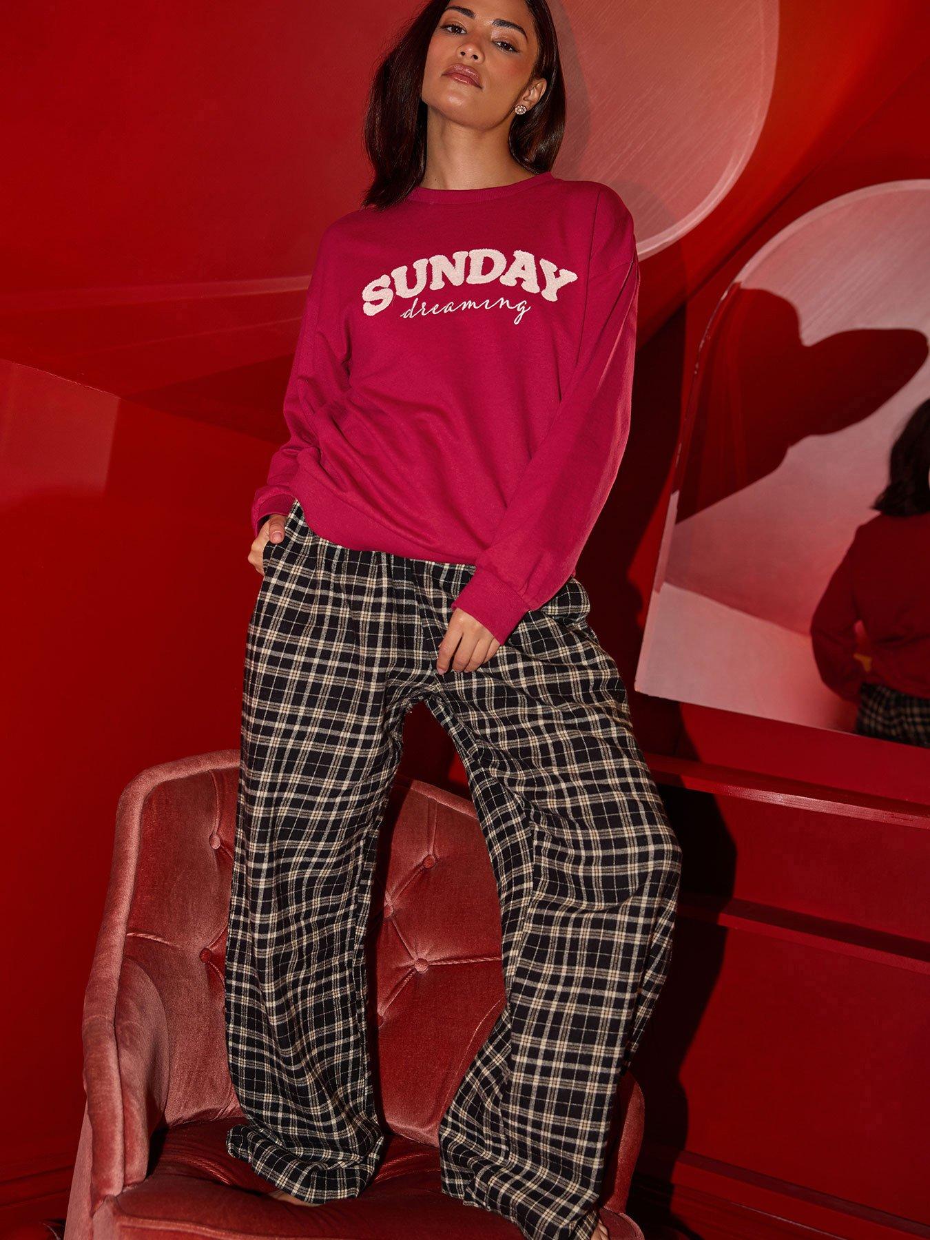 PixieGirl Petite Check Pyjama Pants - Black