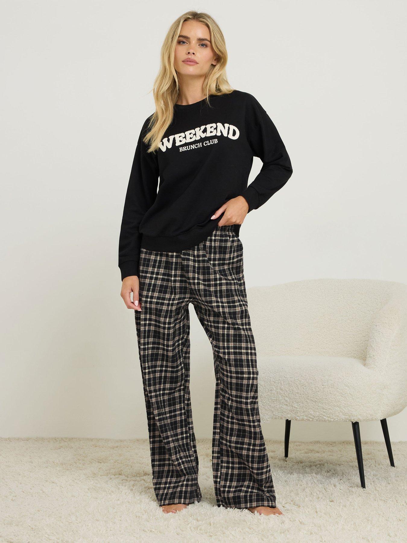 PixieGirl Petite Check Pyjama Pants - Black | Very