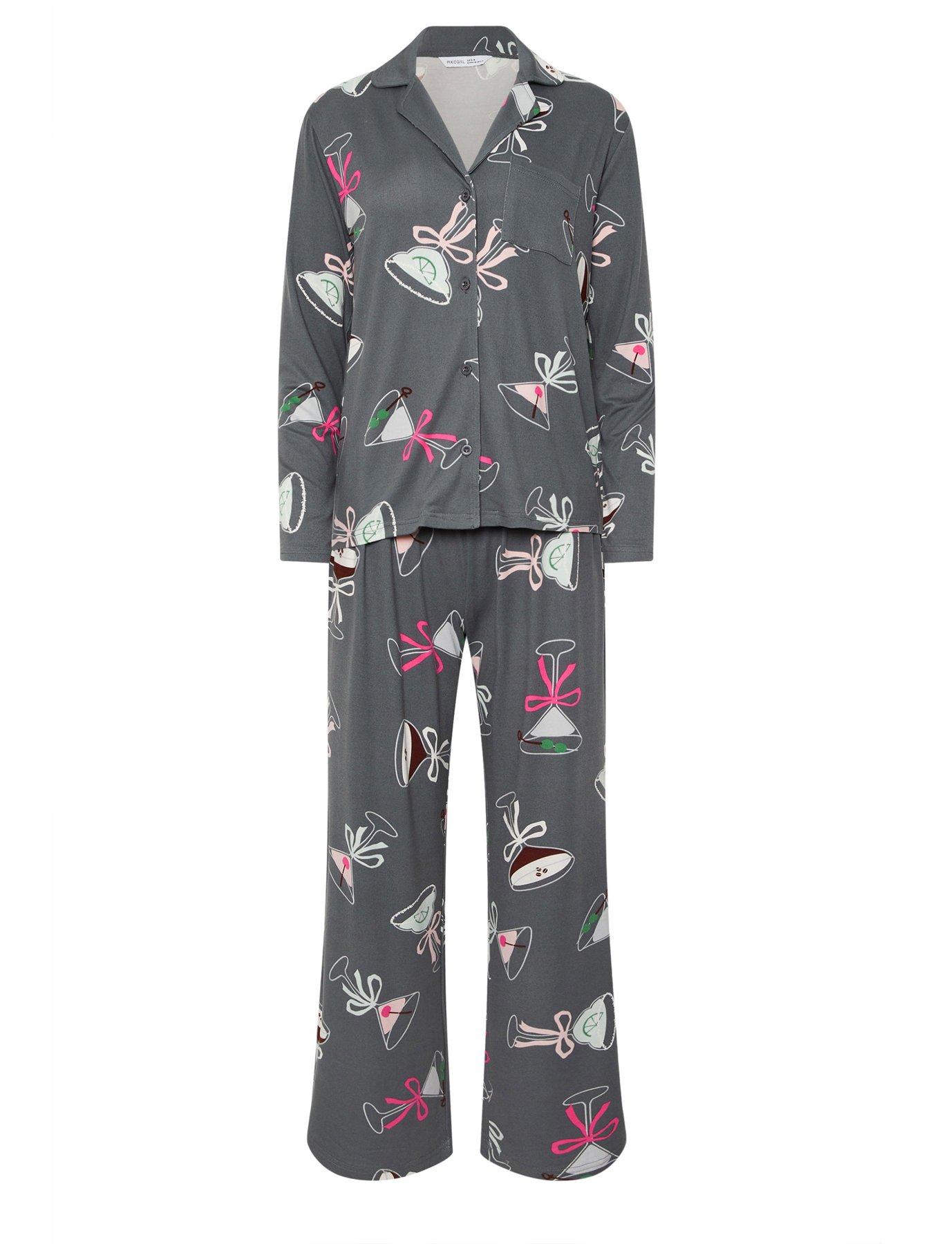 Image 6 of 6 of PixieGirl Petite Soft Touch Cocktails Pj Set - Grey